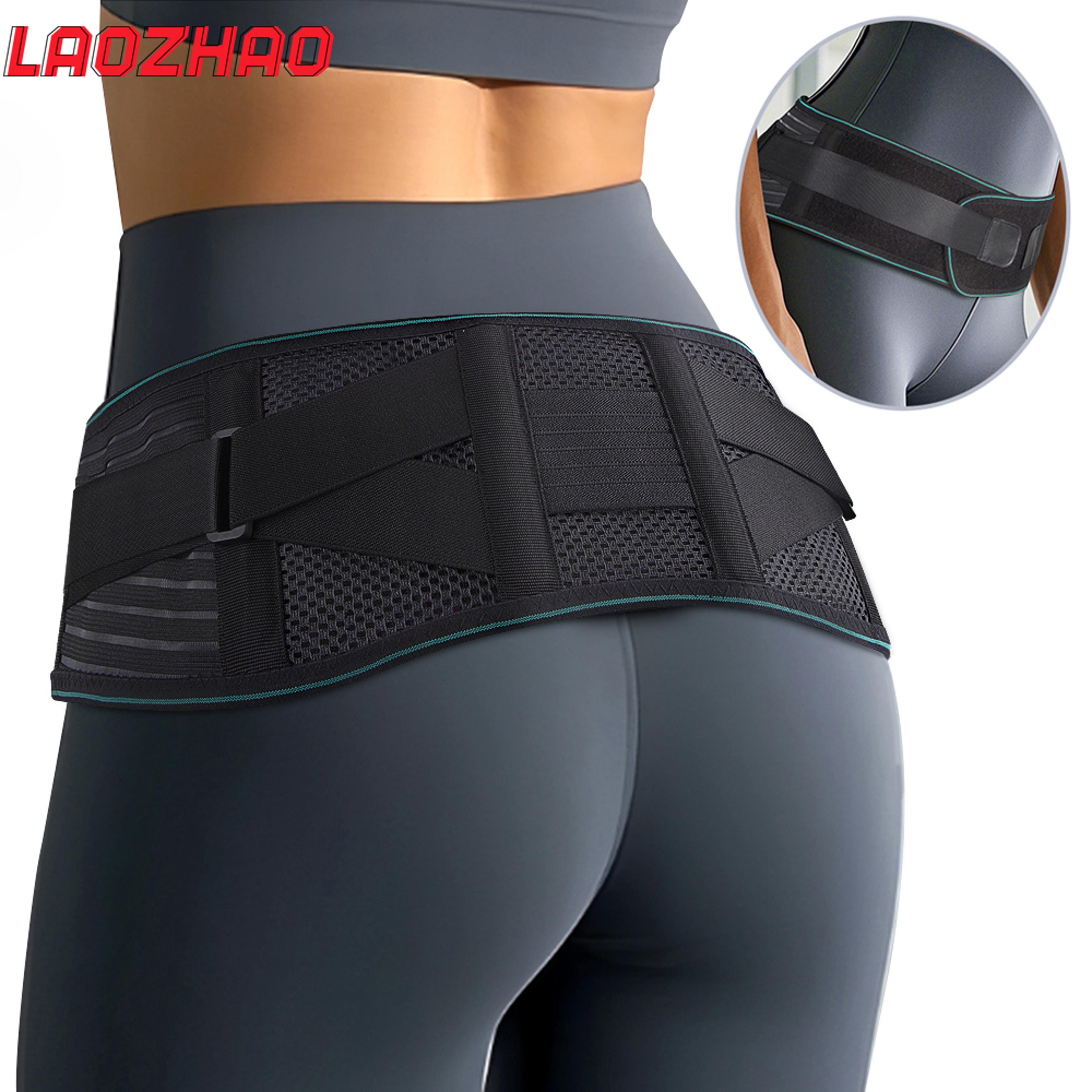 adjustable lumbar support belt, lower back brace for pain relief, breathable and stabilizing with 4 steel stays