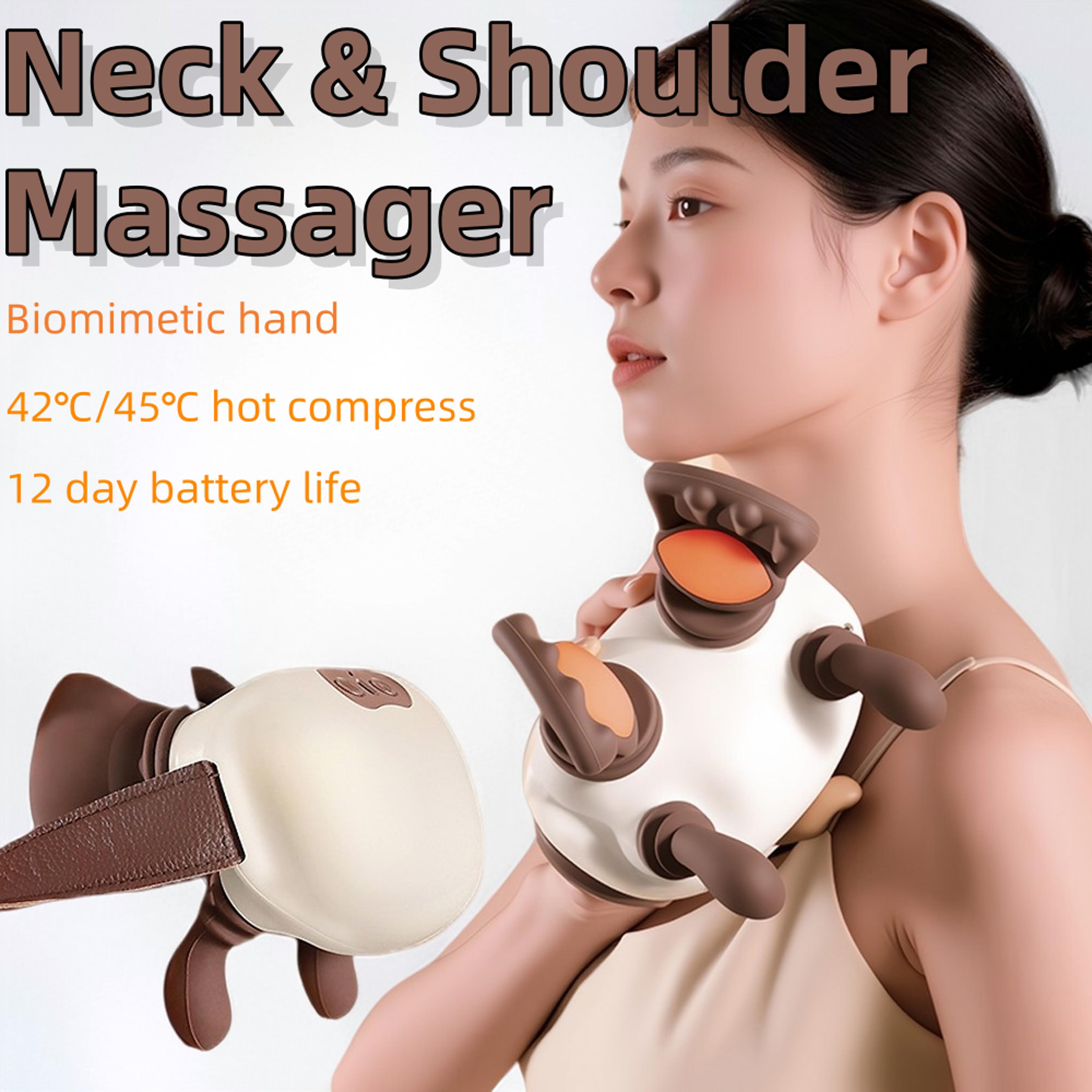 cervical spine kneading relax muscles, wireless electric deep tissue neck and shoulder massager, back massager pillow