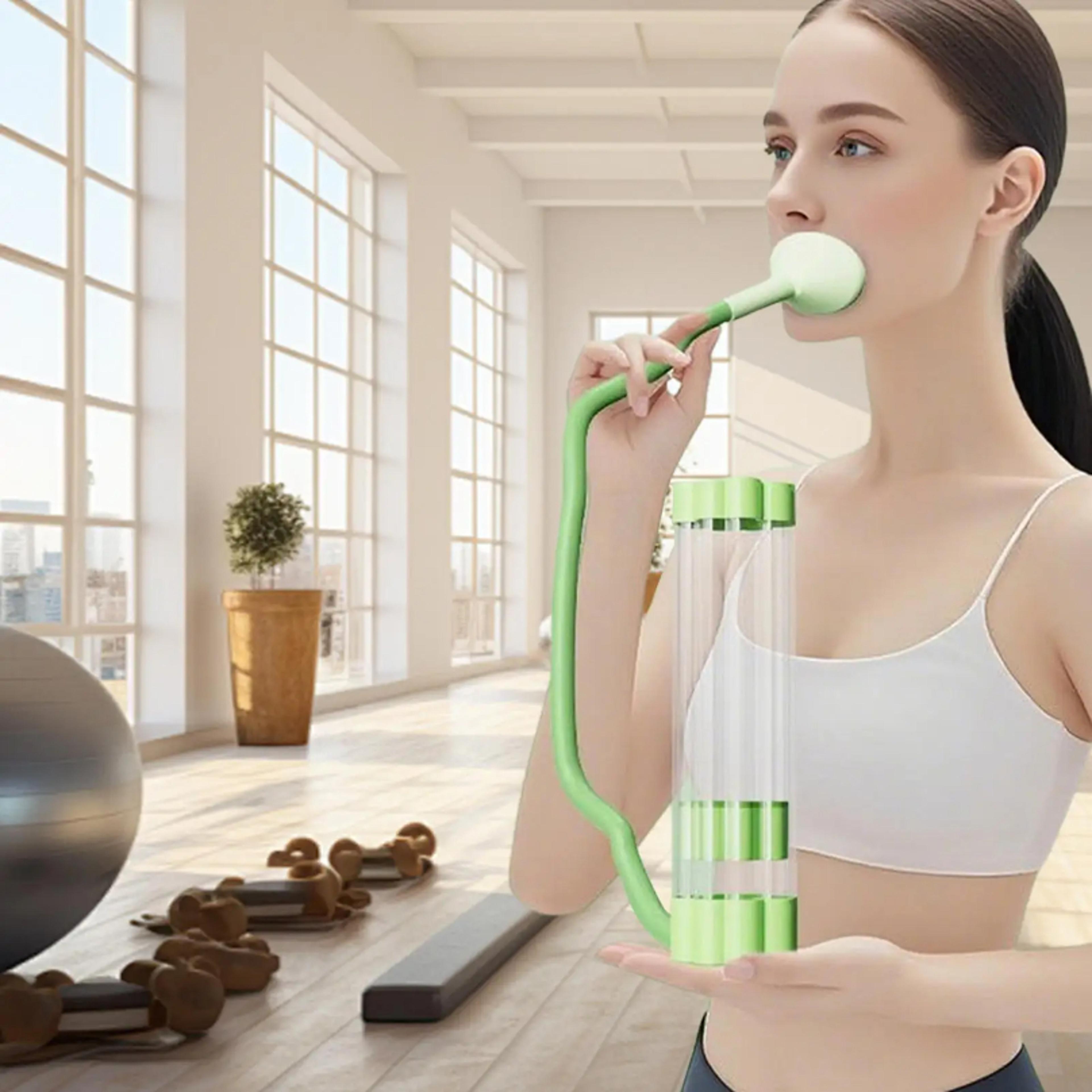 compact breathing trainer, lung capacity workout device, portable muscle exerciser for adults, women, men, gym fitness
