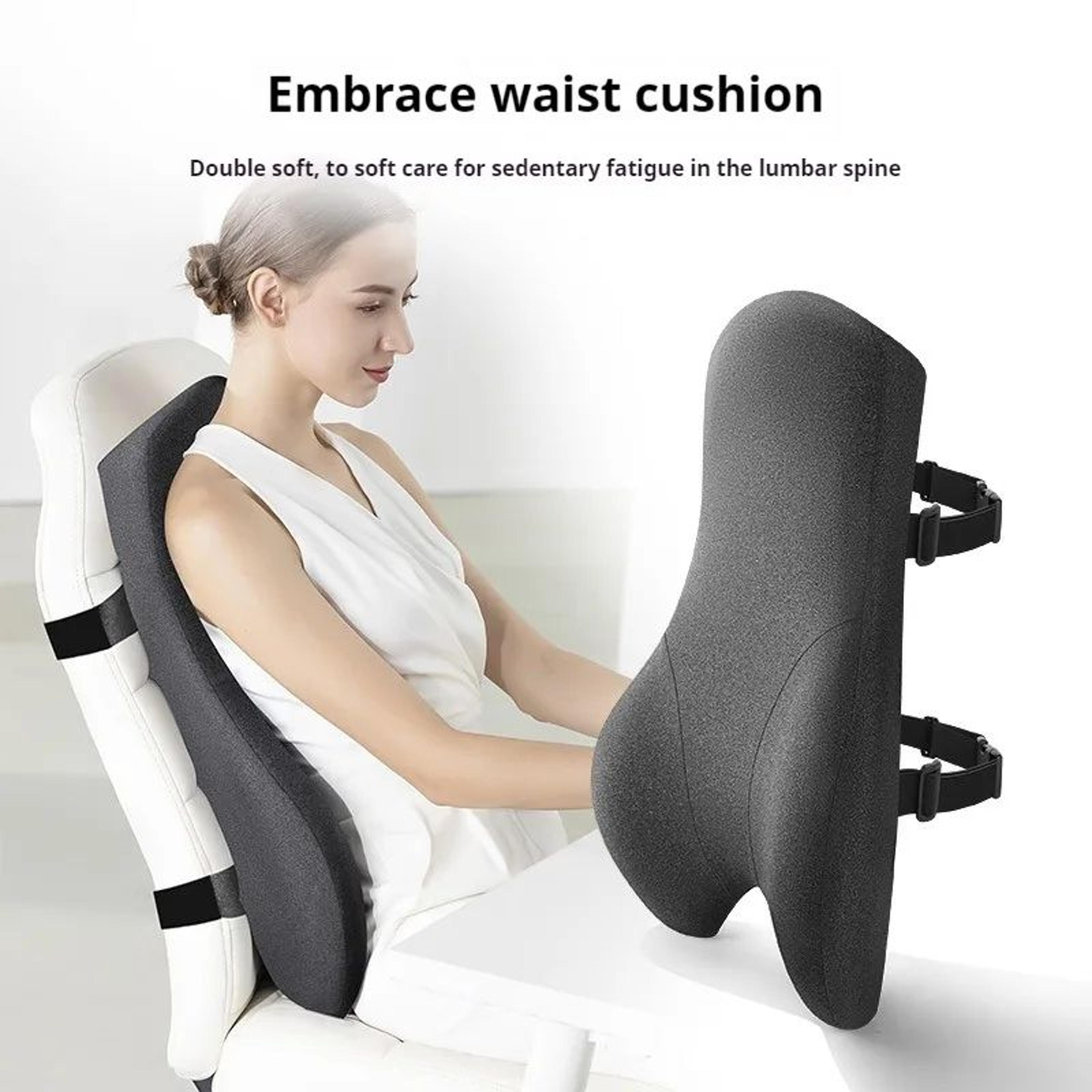 ergonomic lumbar support pillow, elevated office waist pillow, 4d curved waist pad, memory cotton back cushion, office