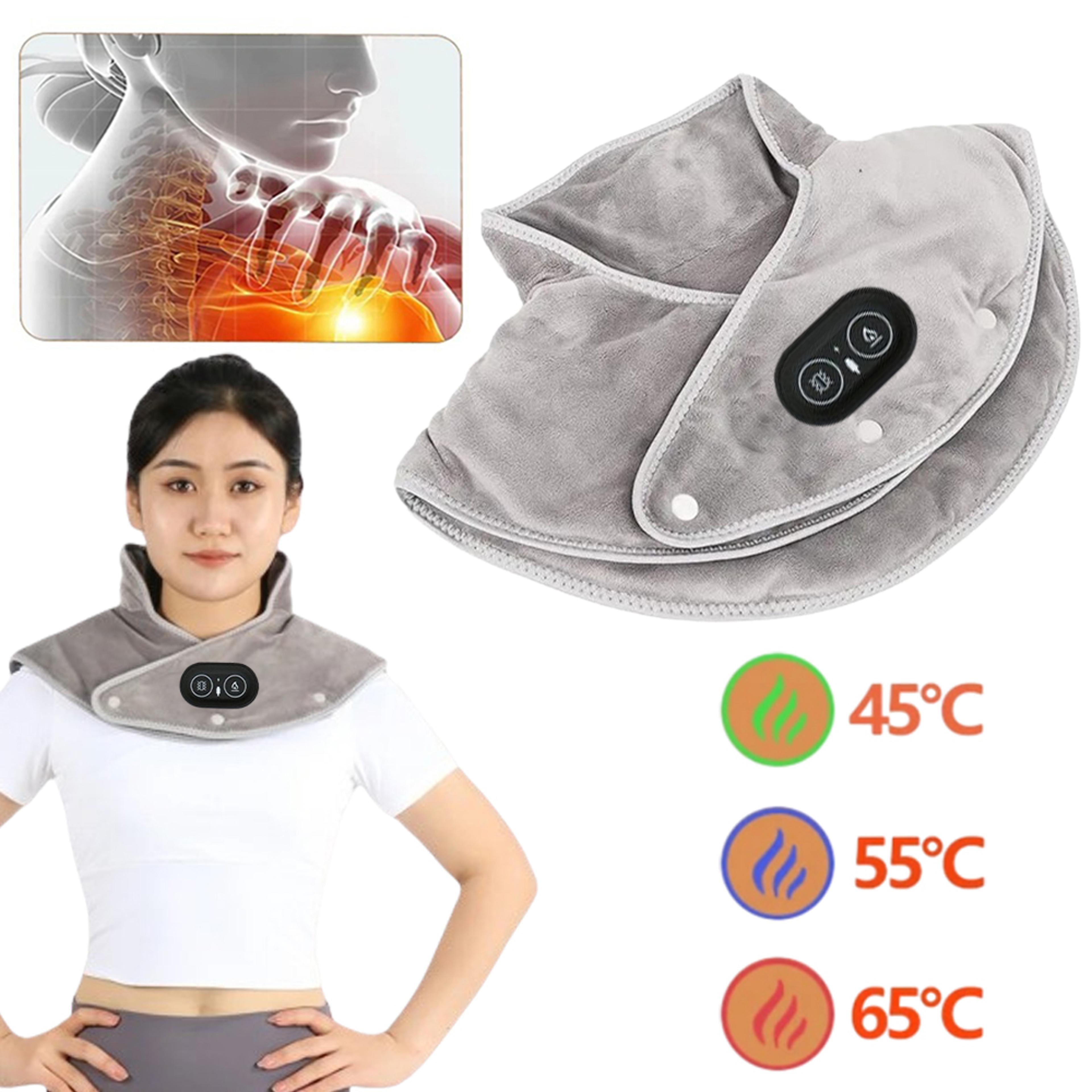 three gear thermal compress massager, electric heating shoulder neck pad, cervical wrap vibration shawl, warm back