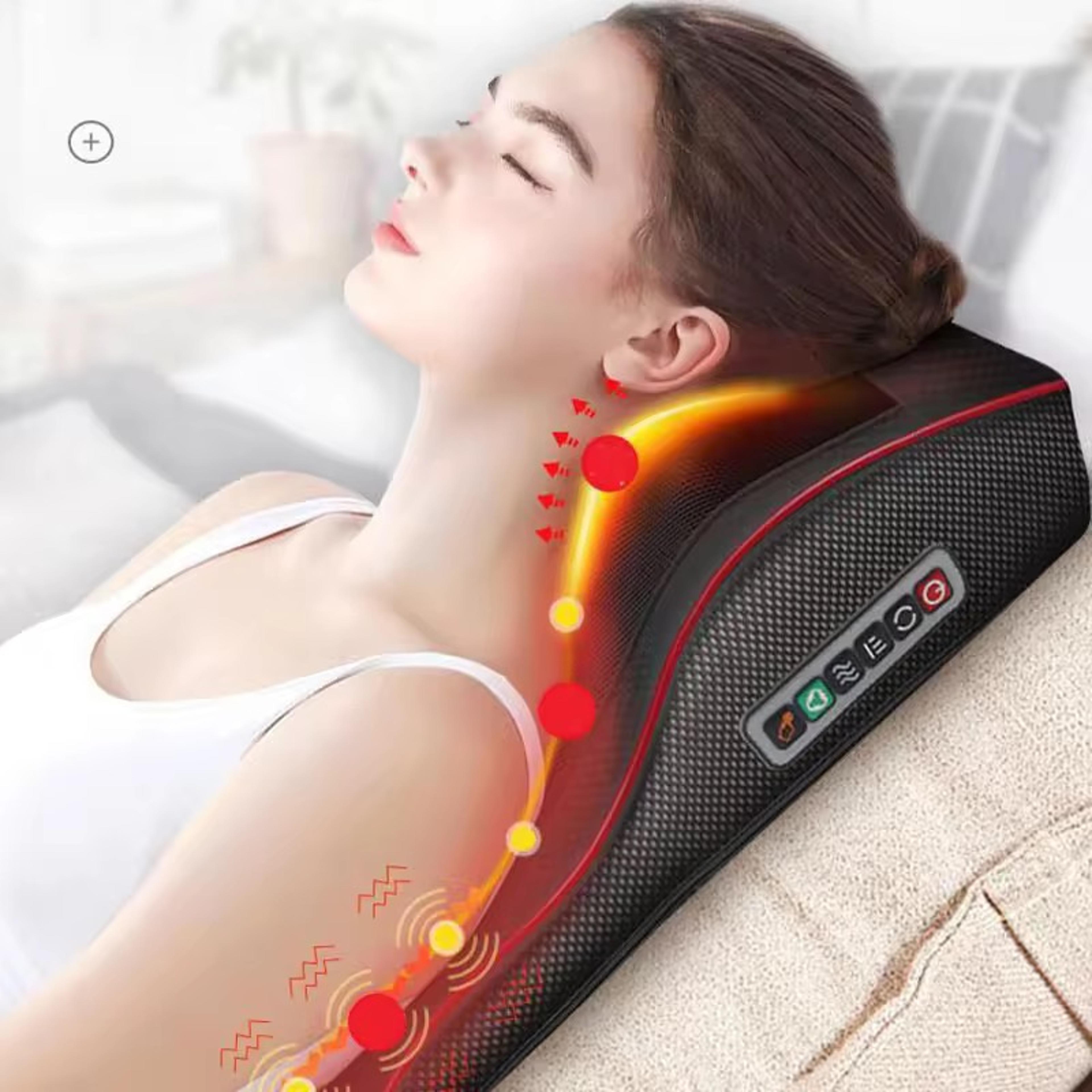 electric neck pillow massager, head cervical airbag traction, back waist body massager for car, heating and vibration