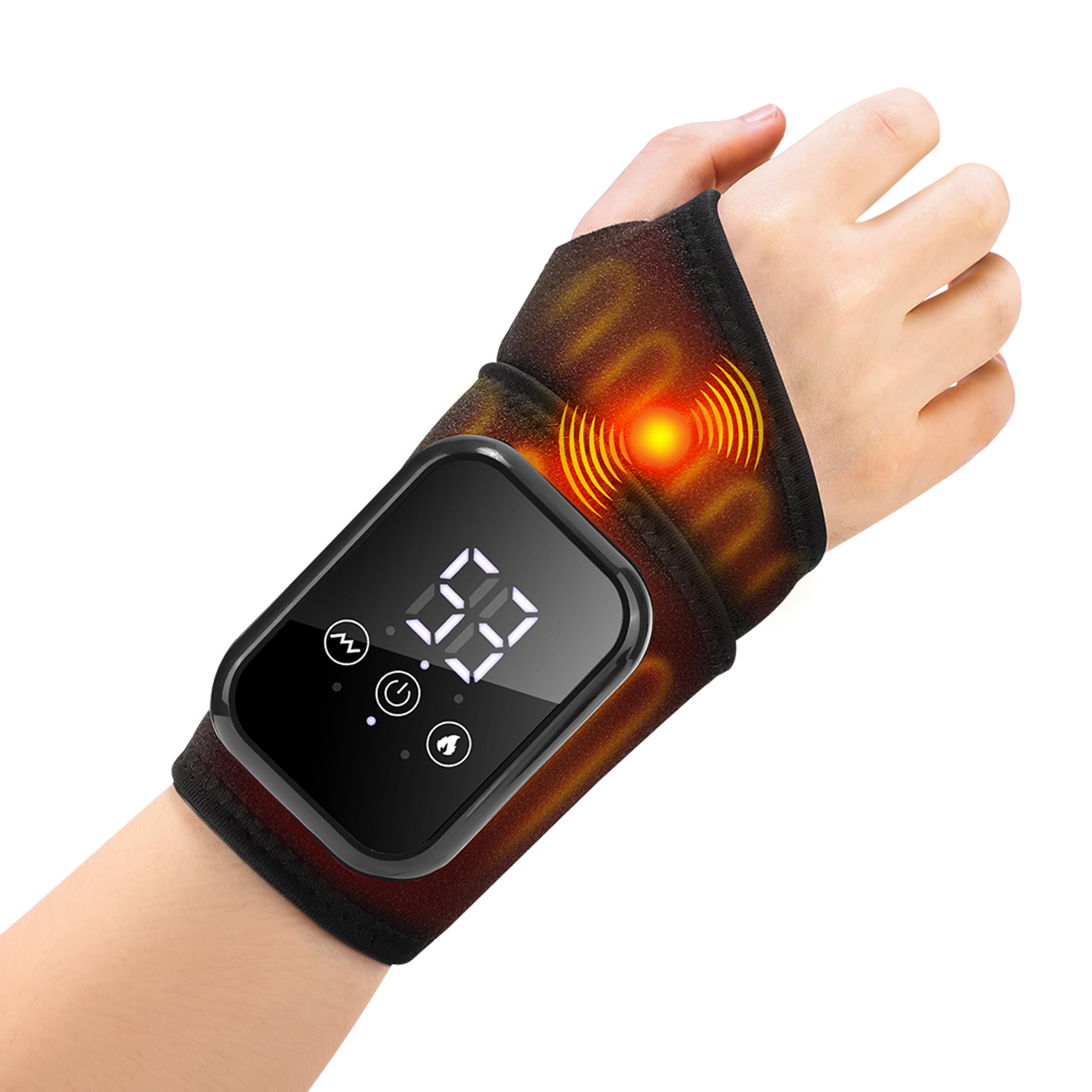 wrist brace wrap guard, electric wrist massage, hot compress wristband, adjustable heating, vibrating therapy
