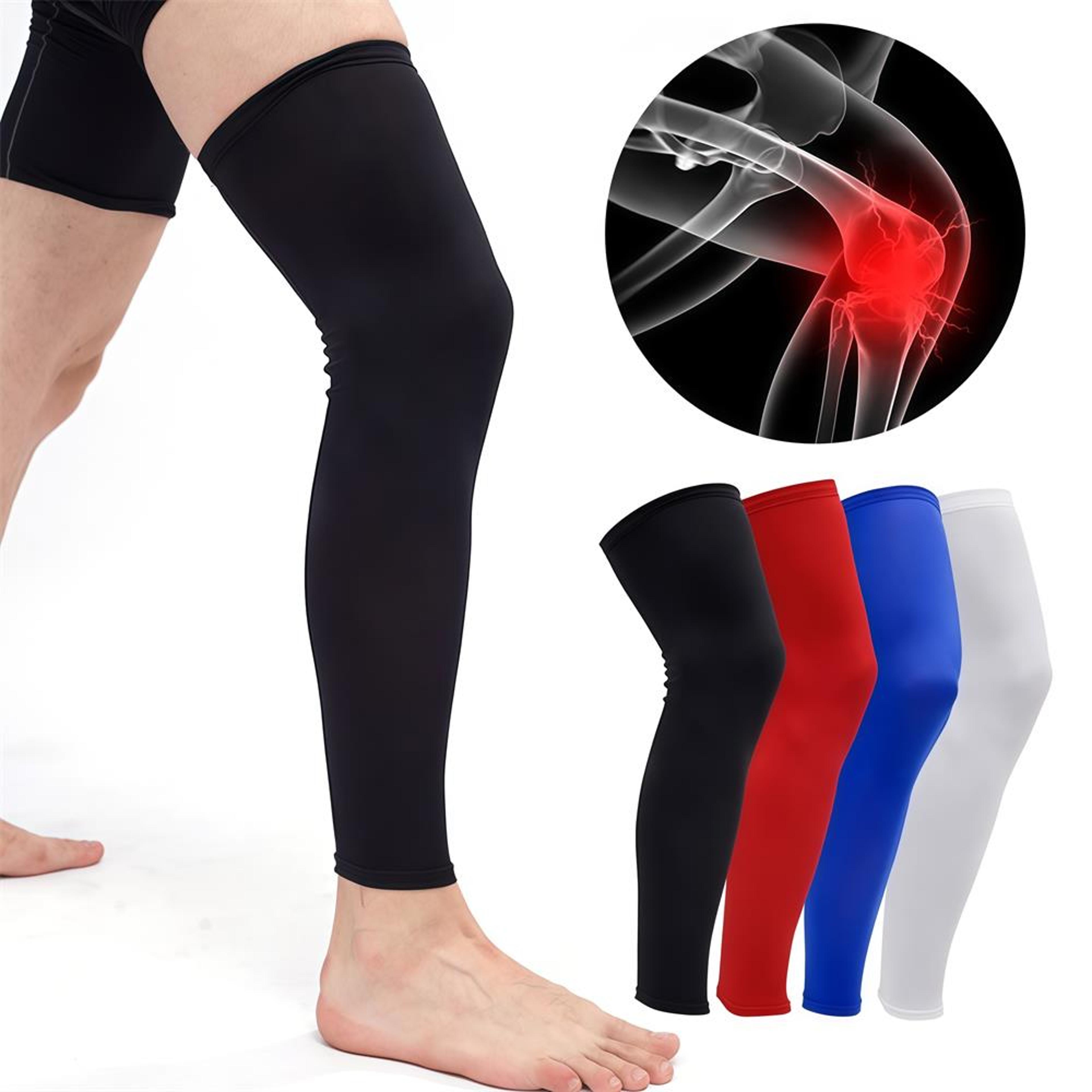 sports knee sleeves uv protection, full length leg compression sleeves for men and women, perfect for running