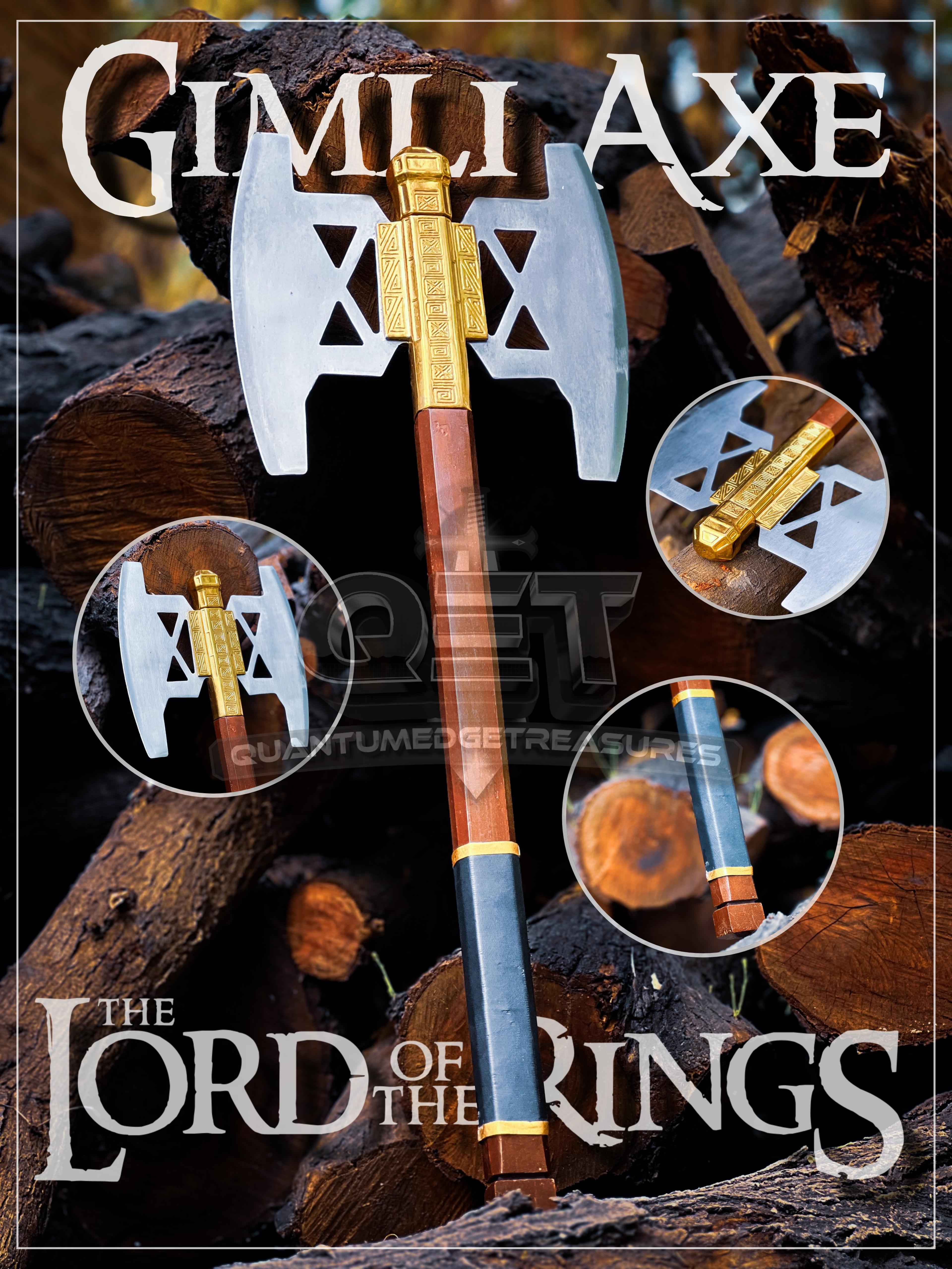 handmade gimli battle axe replica from lord of the rings gold edition