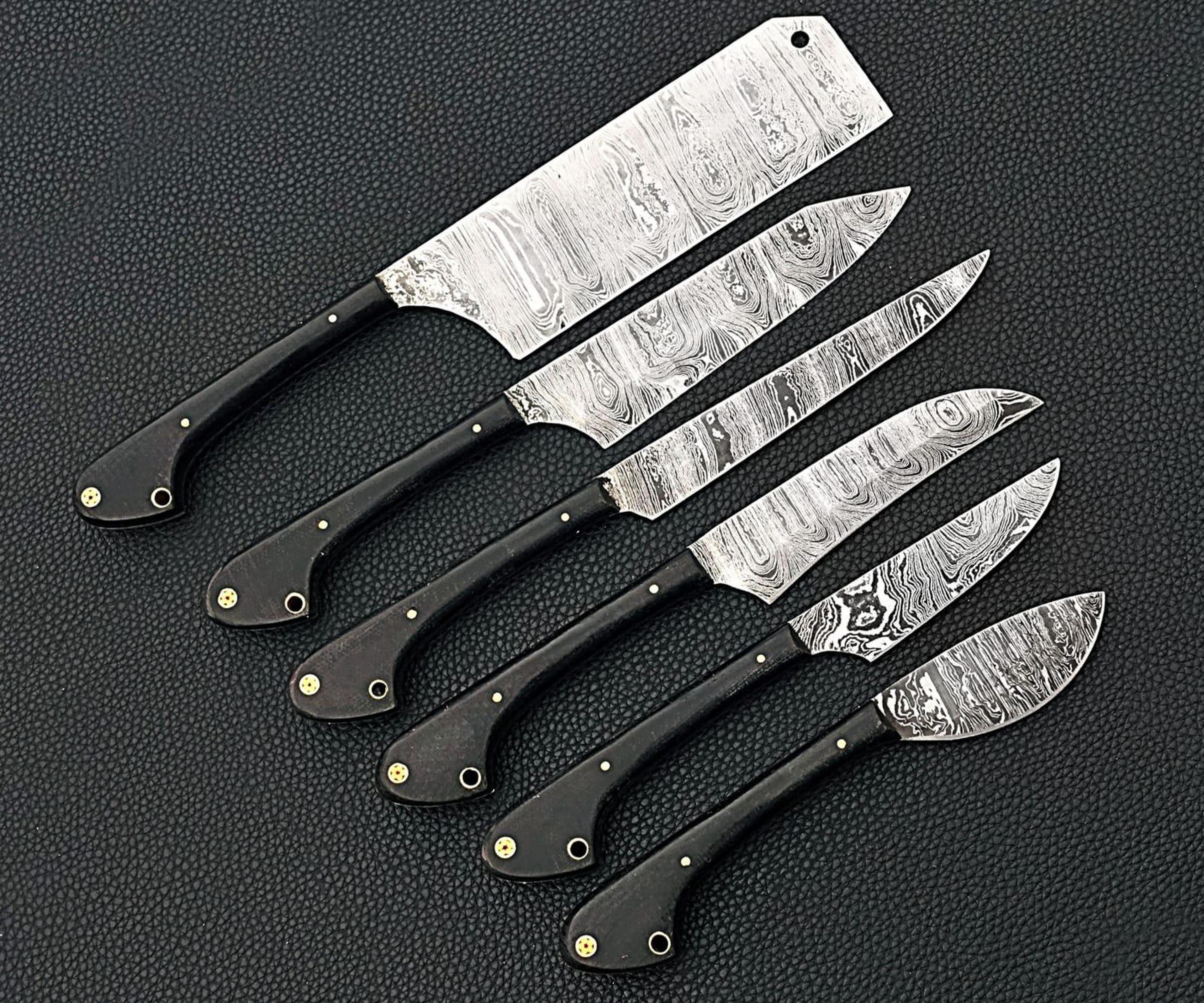 handmade 5 pcs damascus chef knife set 9–13" kitchen cooking gift with leather roll