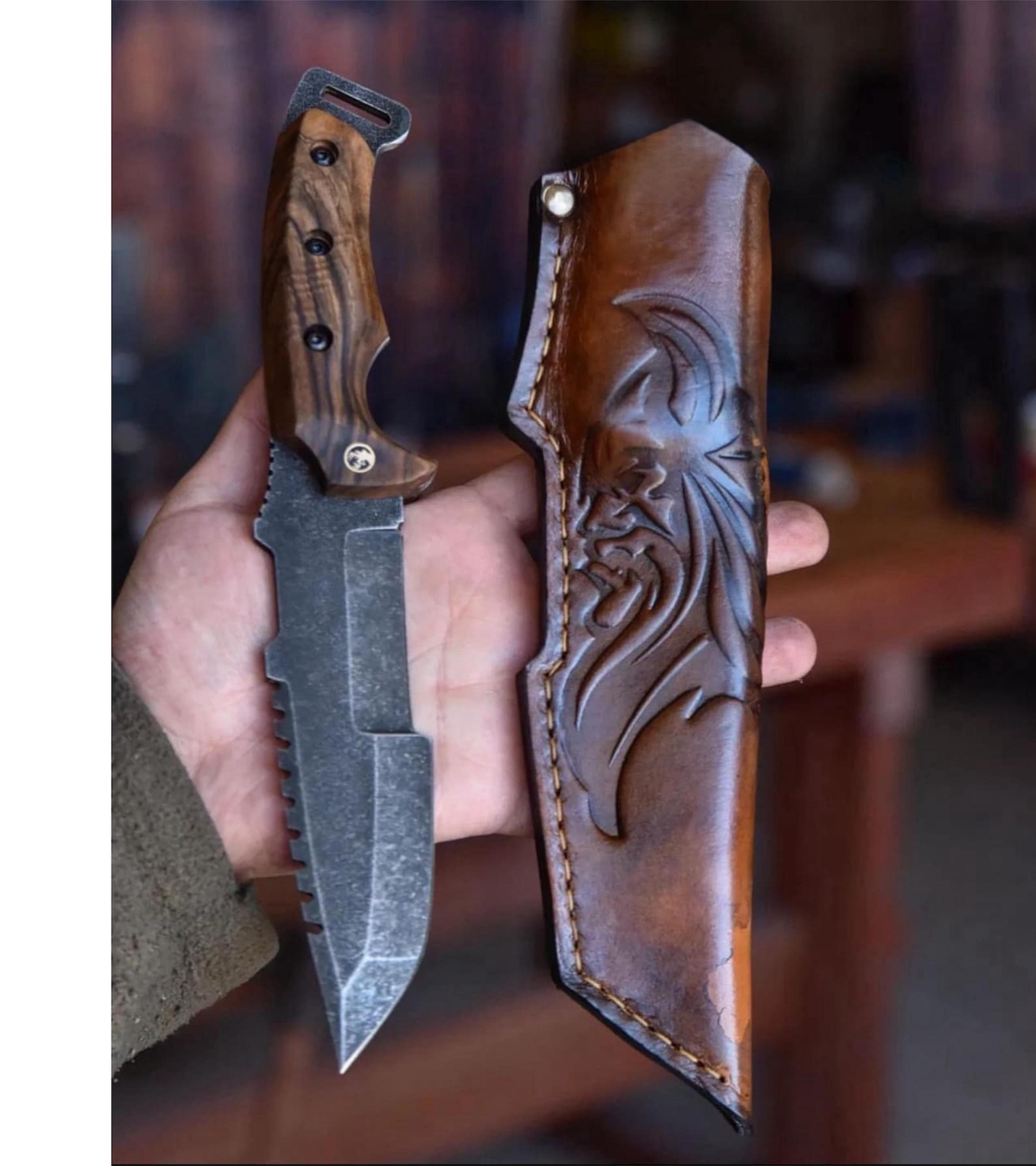 tracker knife sleipner steel full tang outdoor knife with walnut wood handle stonewashed finish