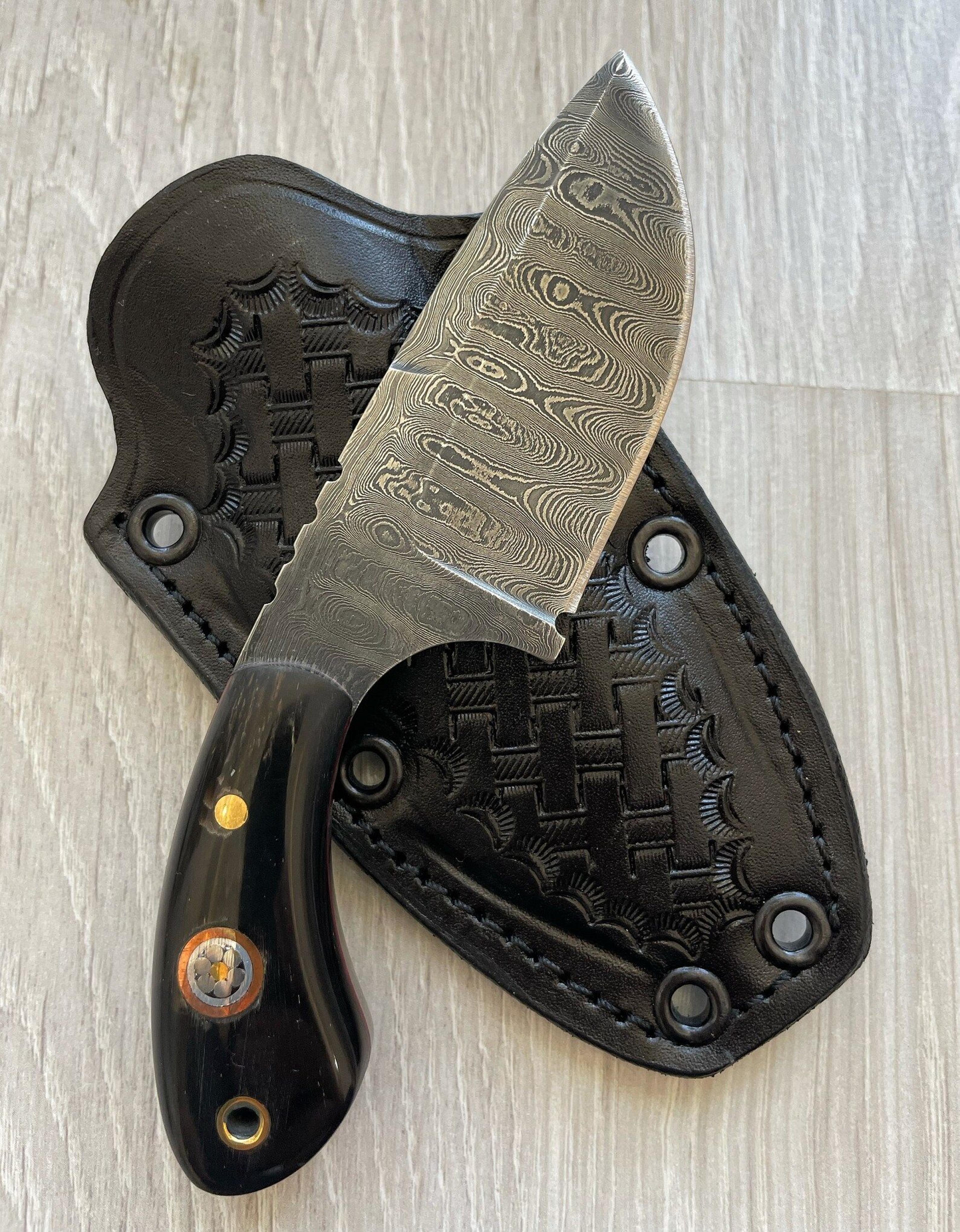 real damascus skinning knife 150 layers full tang hunting edc knife with cow horn handle