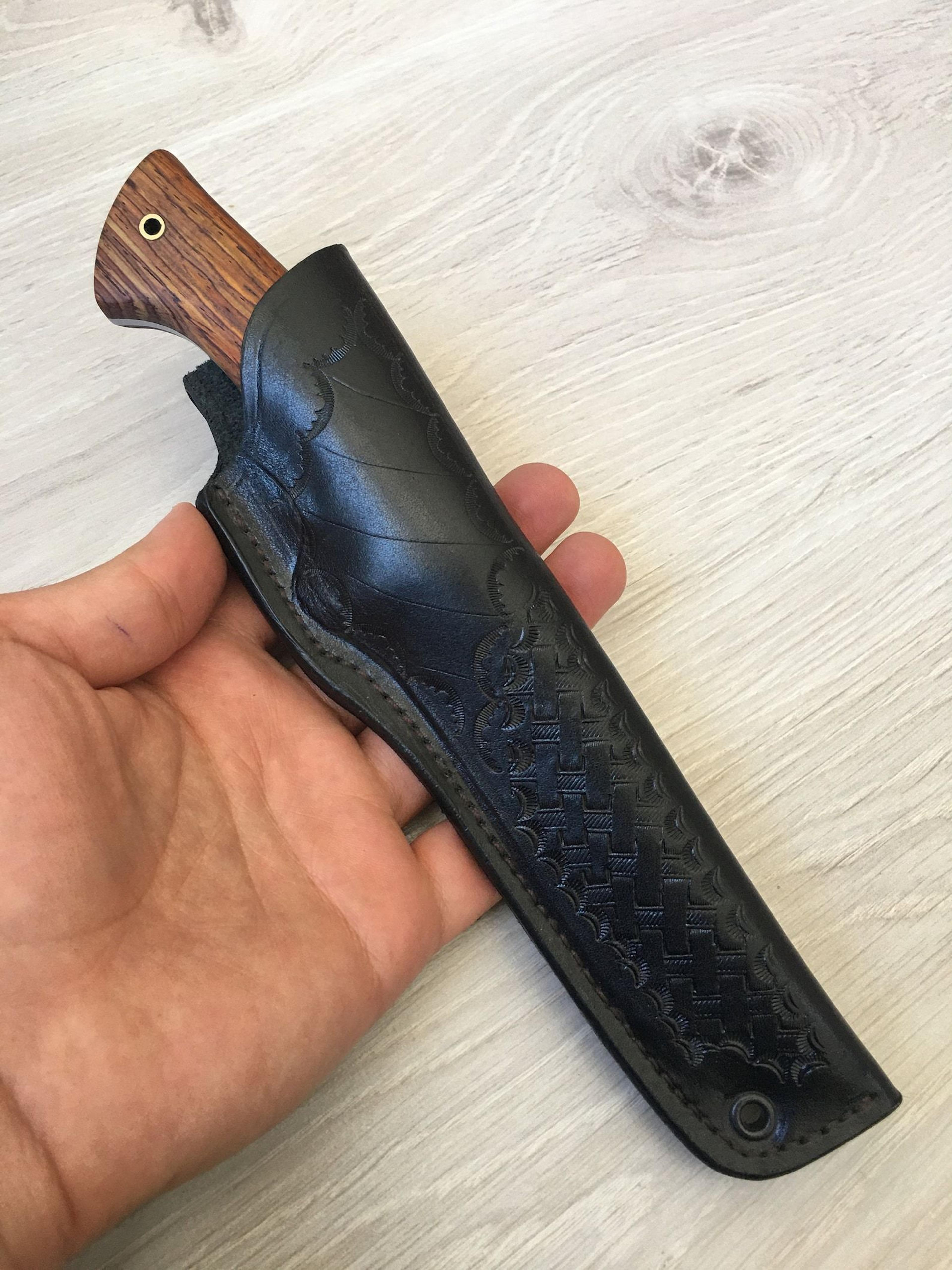 handmade damascus heavy duty hunting knife – cocobolo & carbon fiber handle