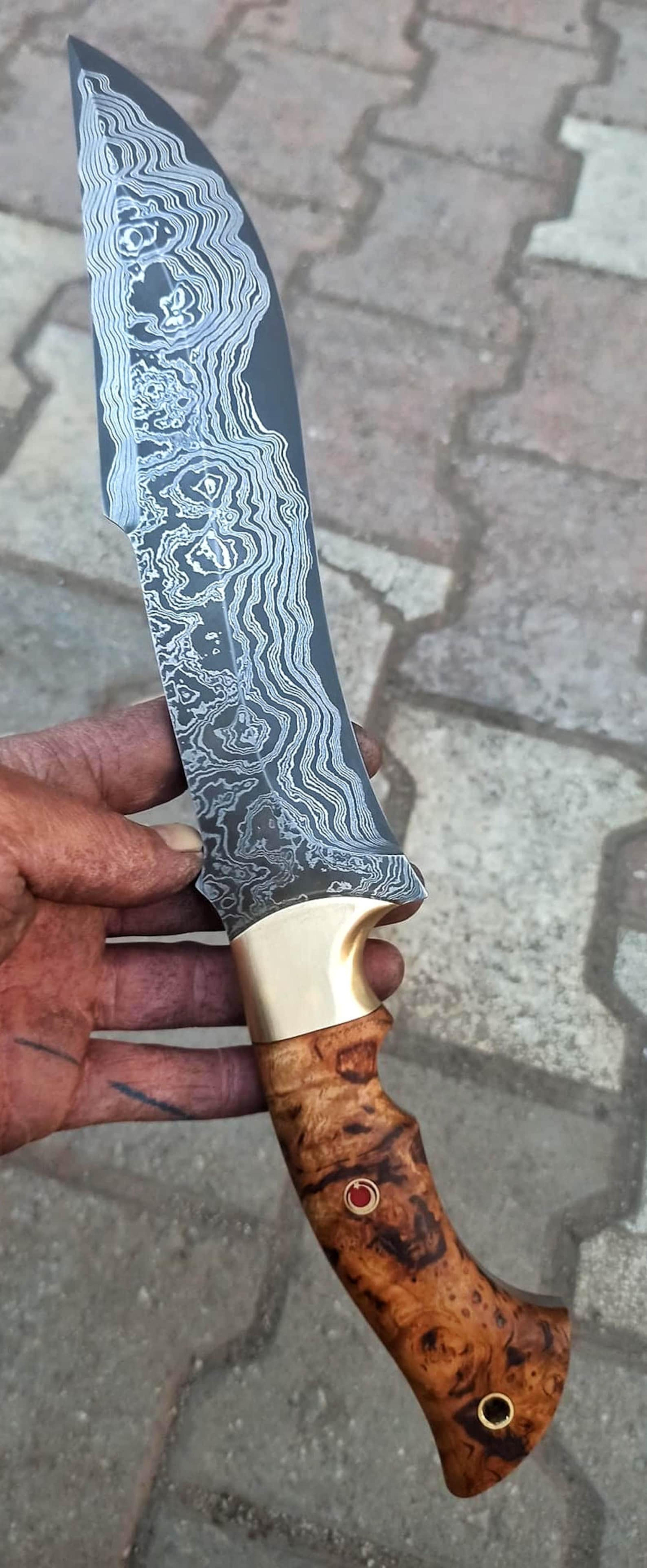 real damascus hunting knife 150 layers full tang survival camping knife chestnut wood handle