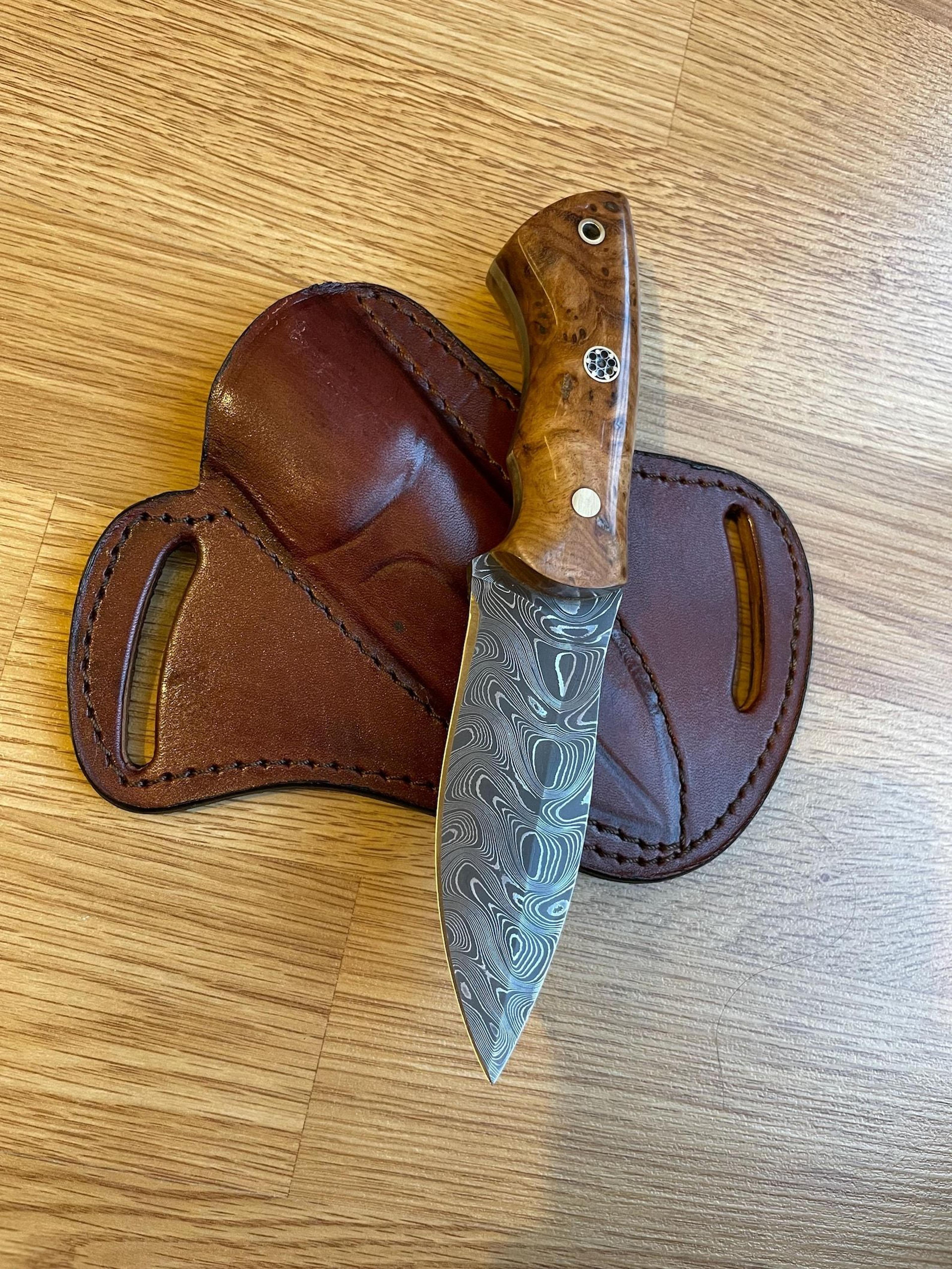 real damascus edc knife 150 layers full tang camping knife gloss finished chestnut handle