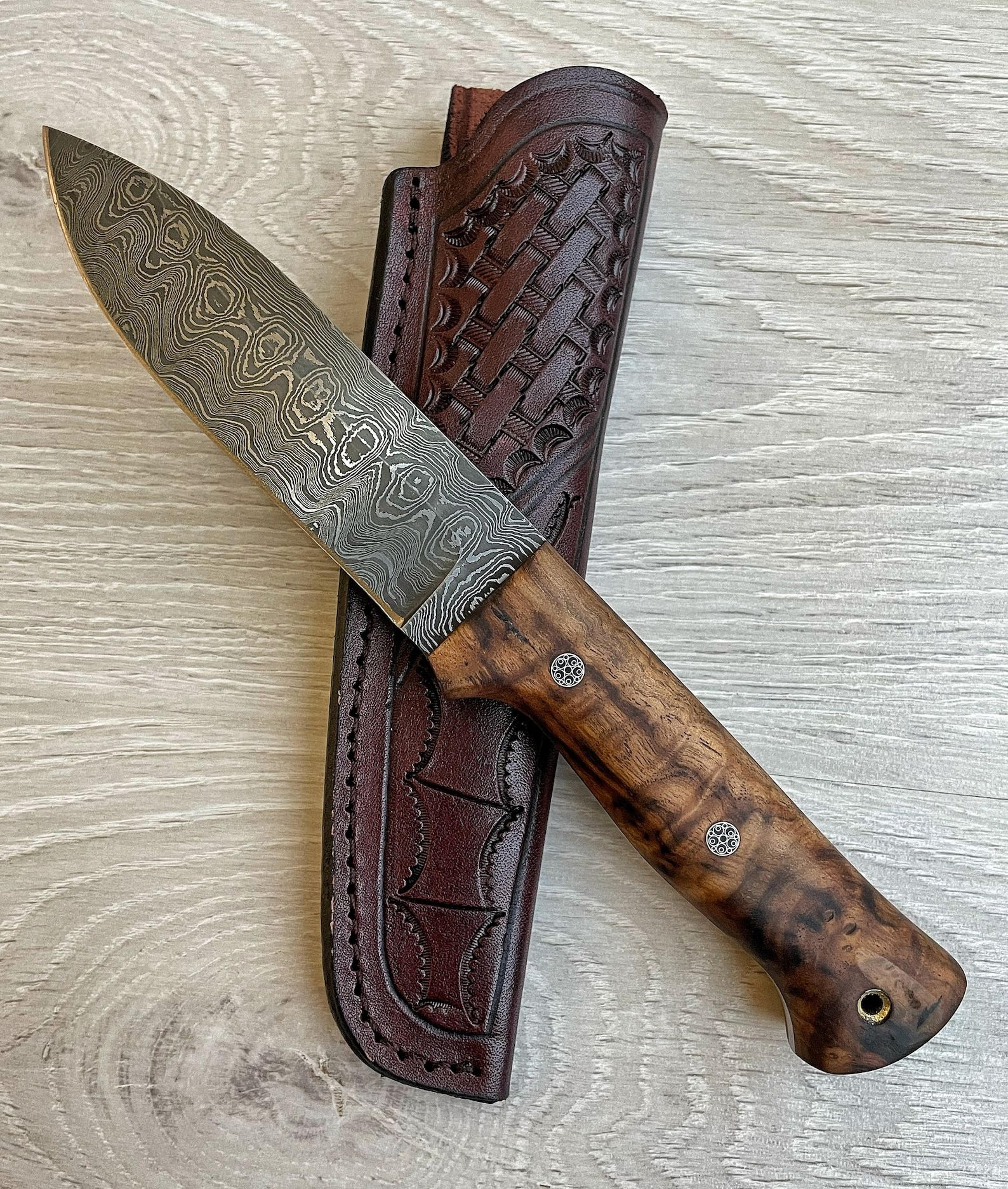 real damascus bushcraft knife 150 layers full tang side draw knife chestnut wood handle