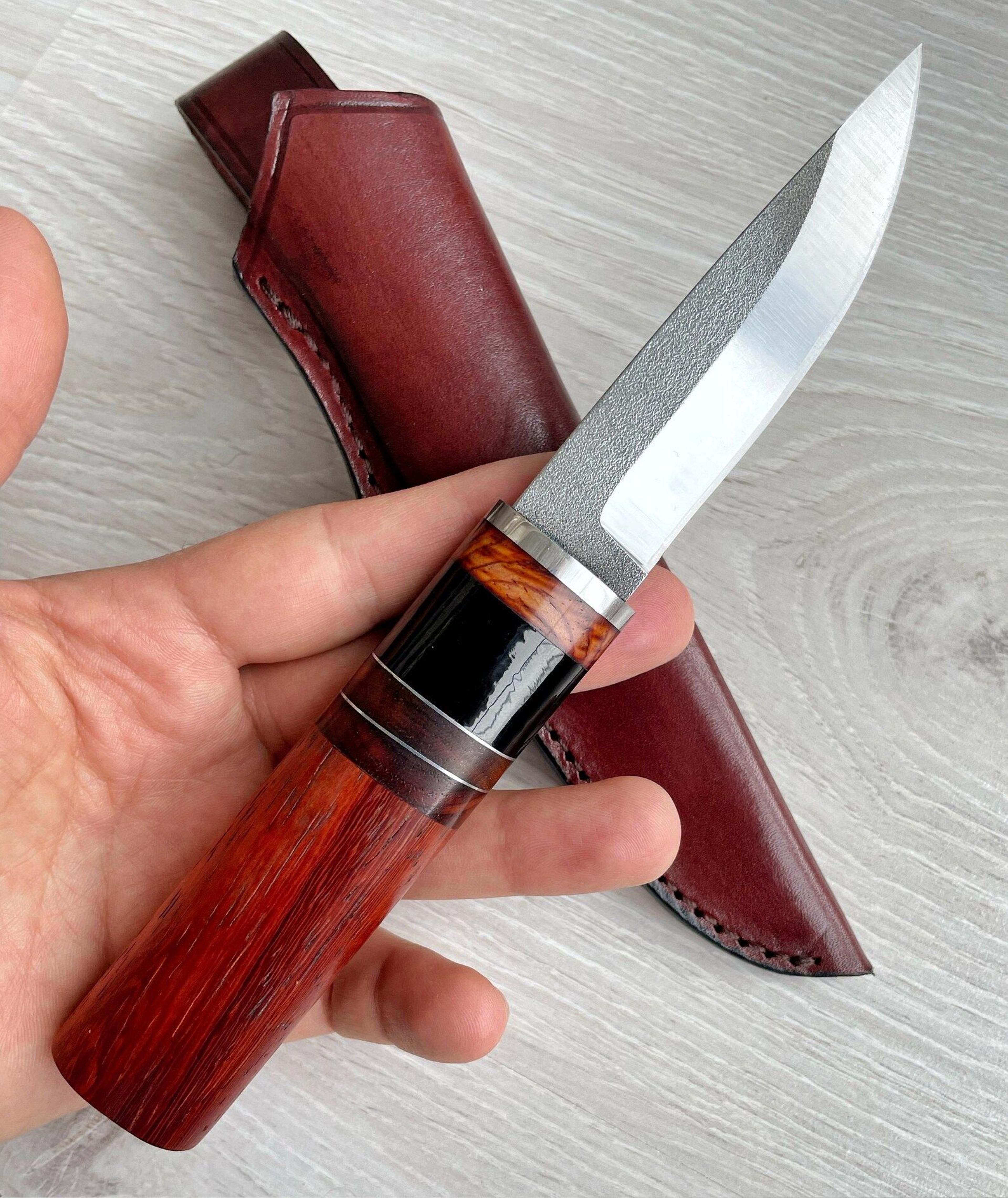 puukko knife n690 steel bushcraft camping knife padouk cow horn handle