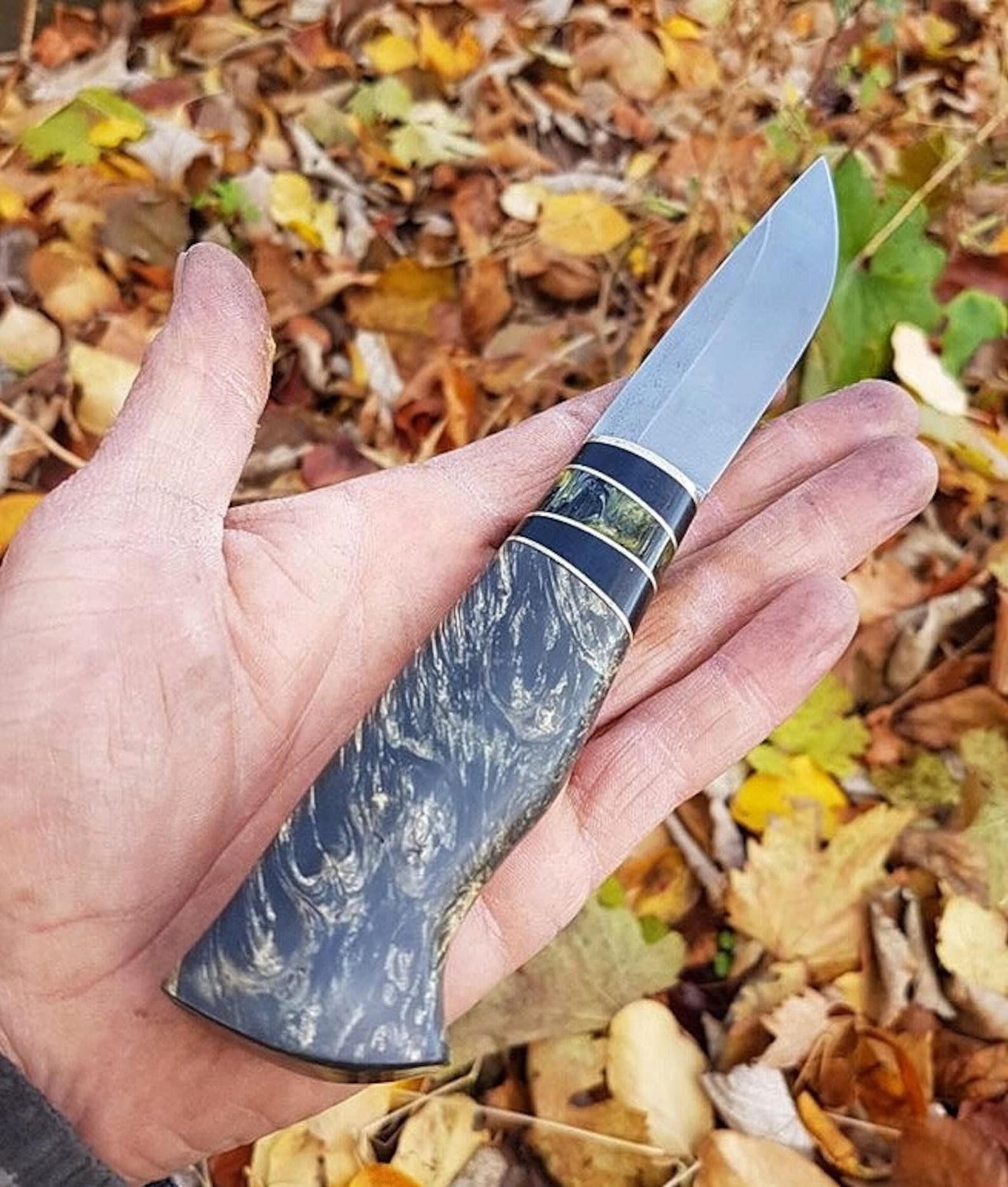 puukko knife n690 steel blacksmith made bushcraft knife maple wood catalin handle