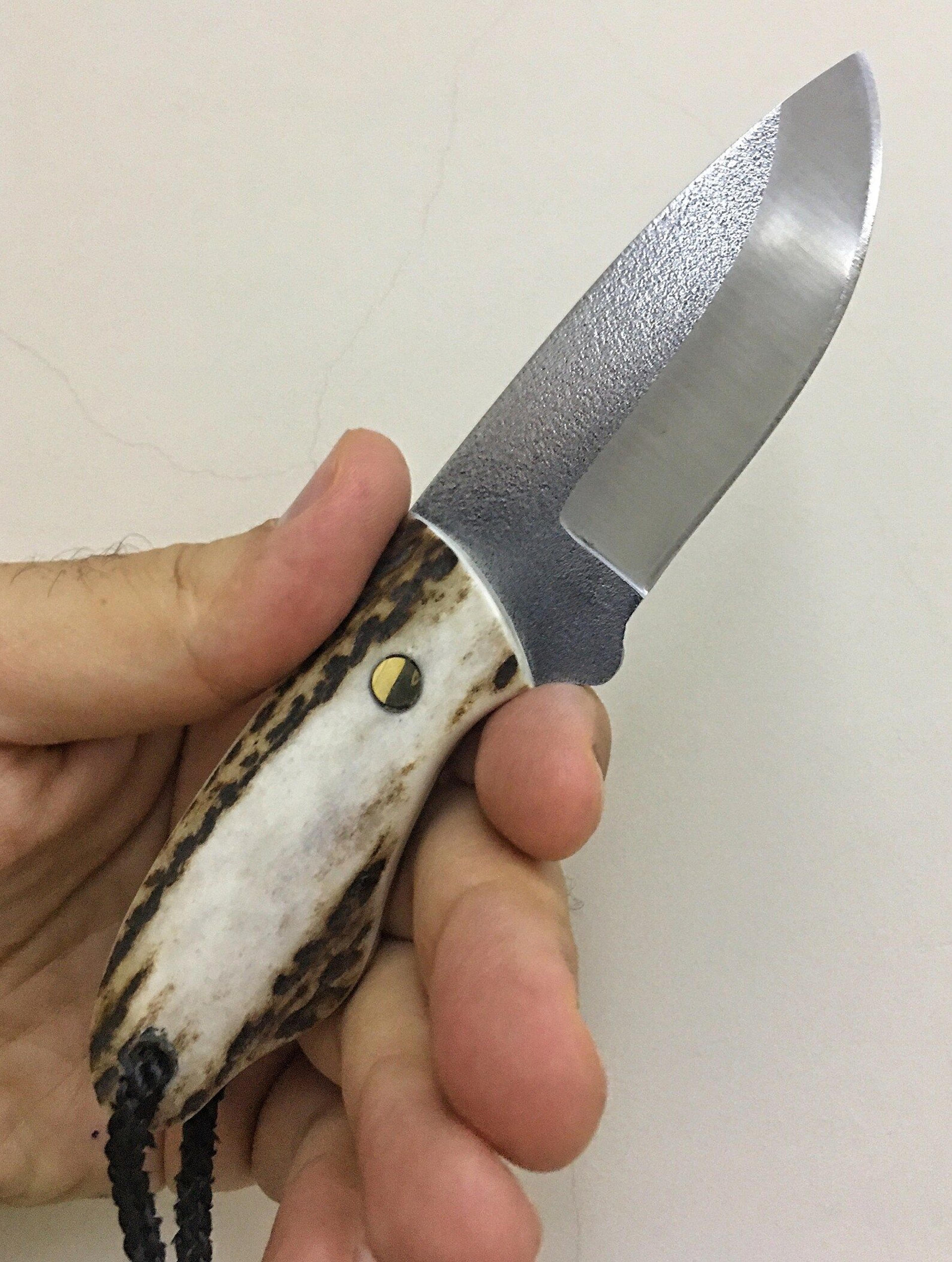 mini bushcraft knife n690 steel full tang edc camping knife stag horn handle