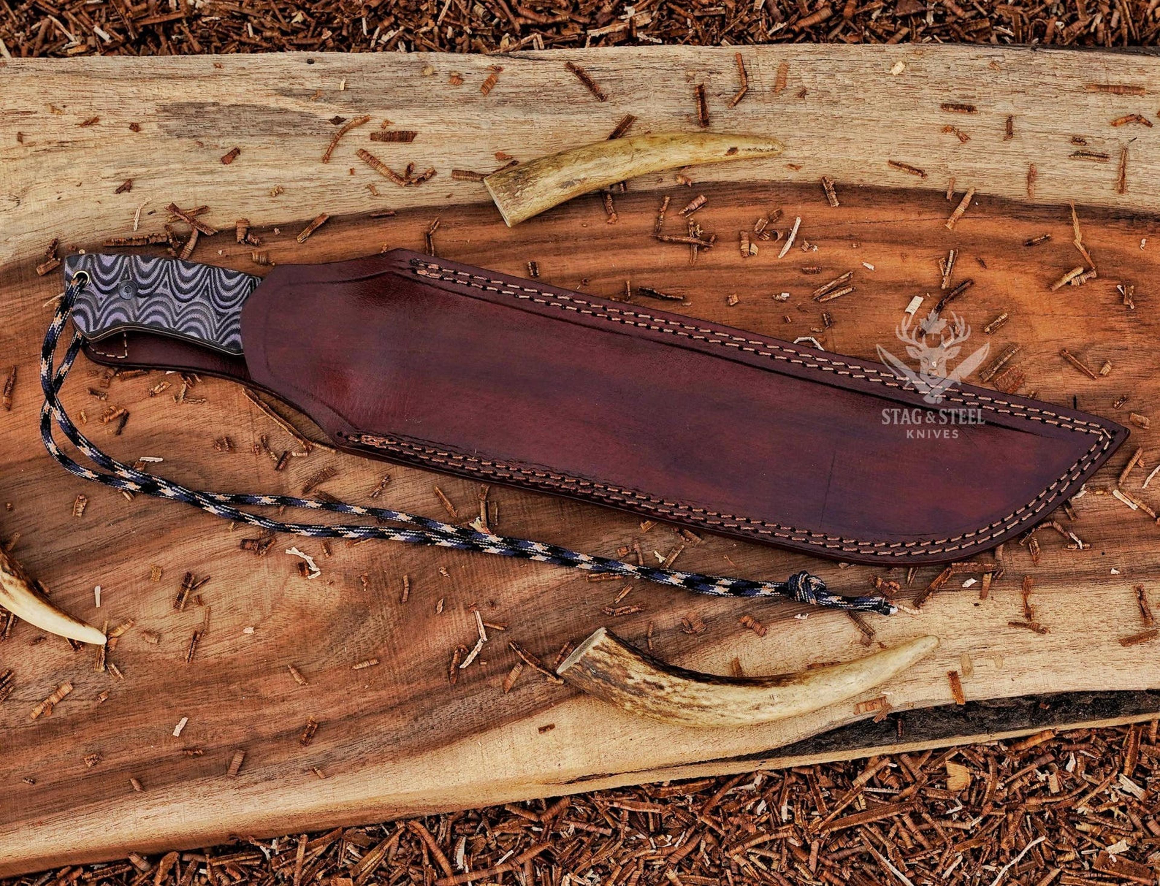 premium full tang machete knife with leather sheath