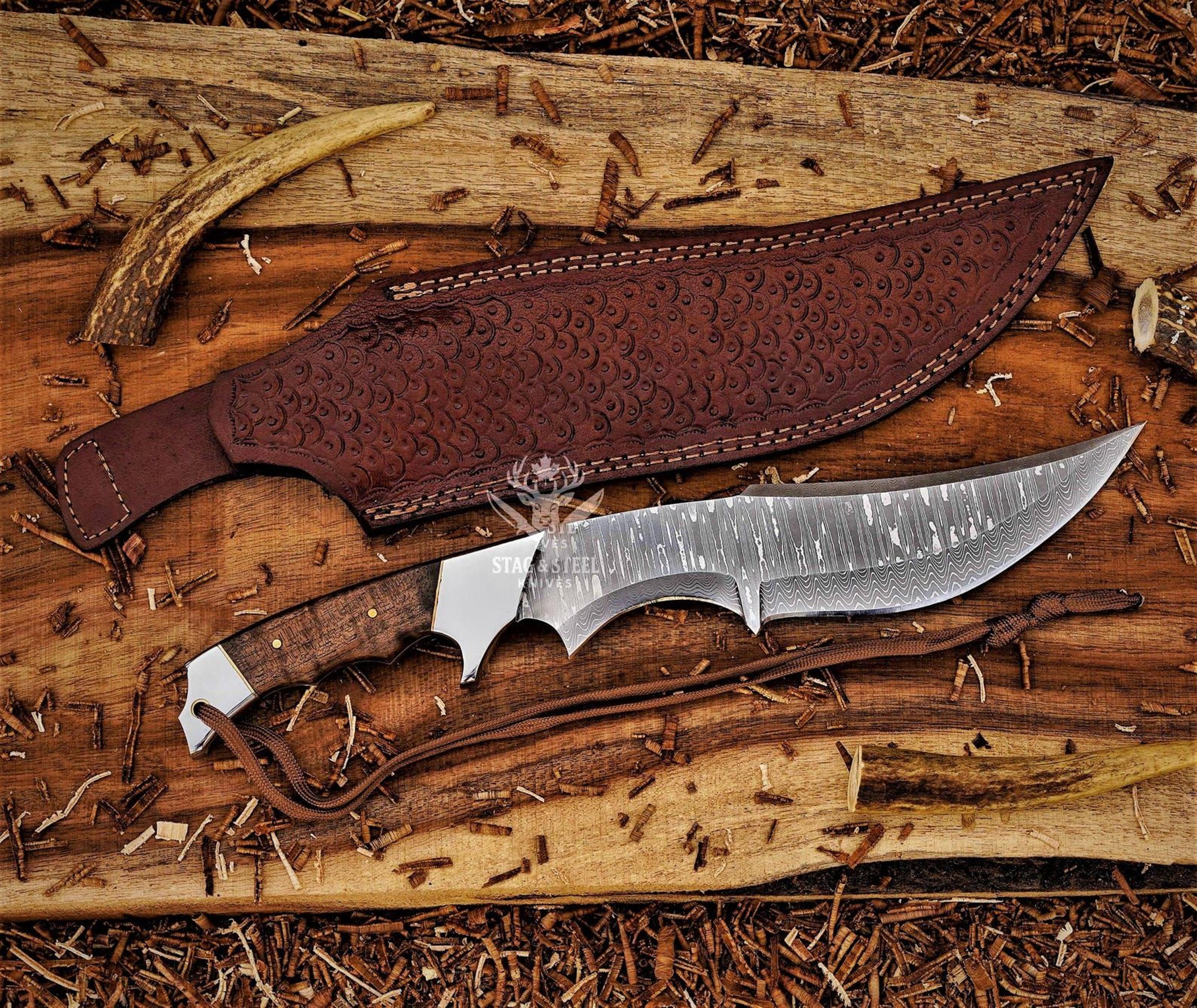 premium damascus hunting bowie knife built for wilderness performance