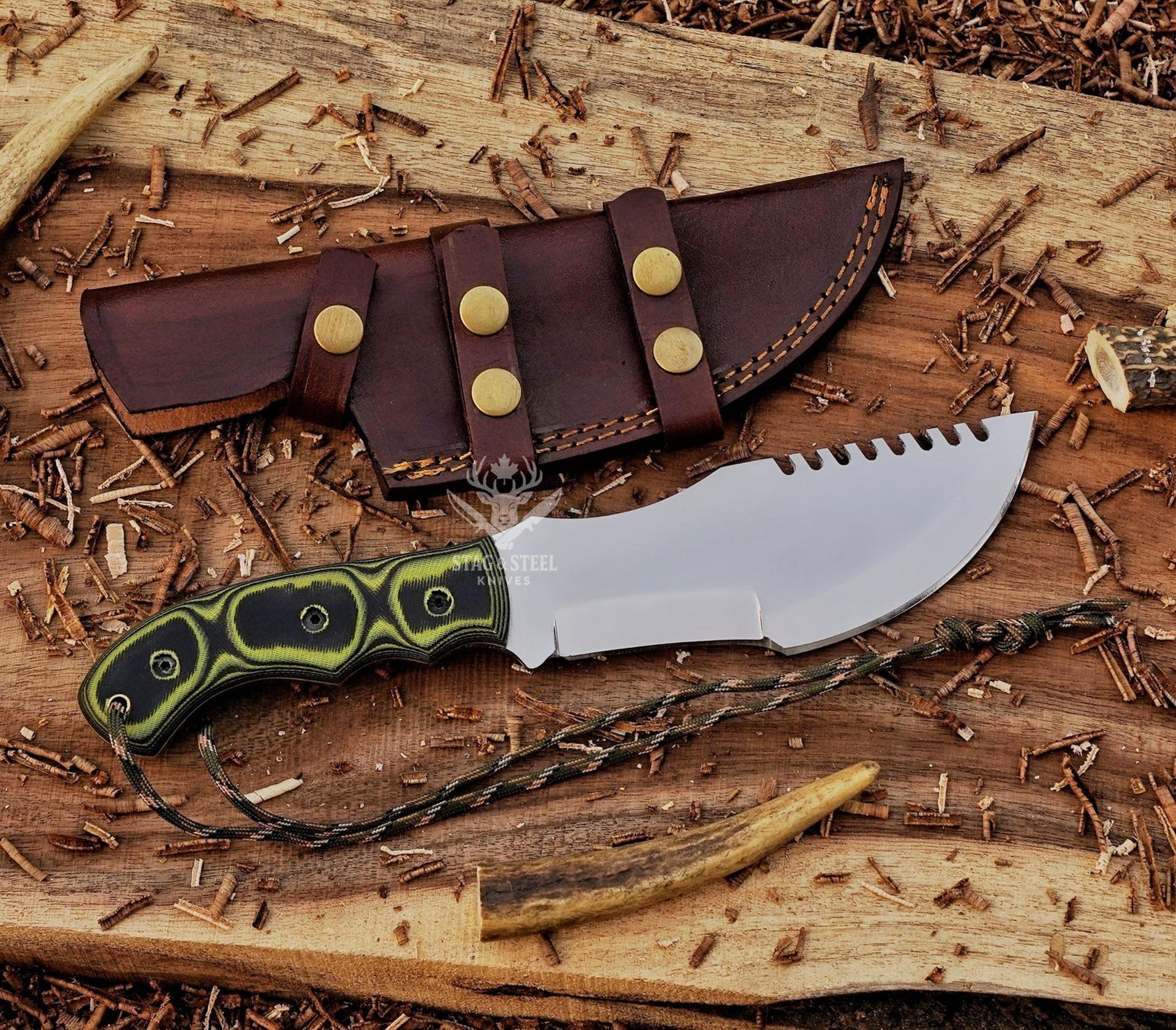 outdoor survival tracker knife with durable d2 steel construction