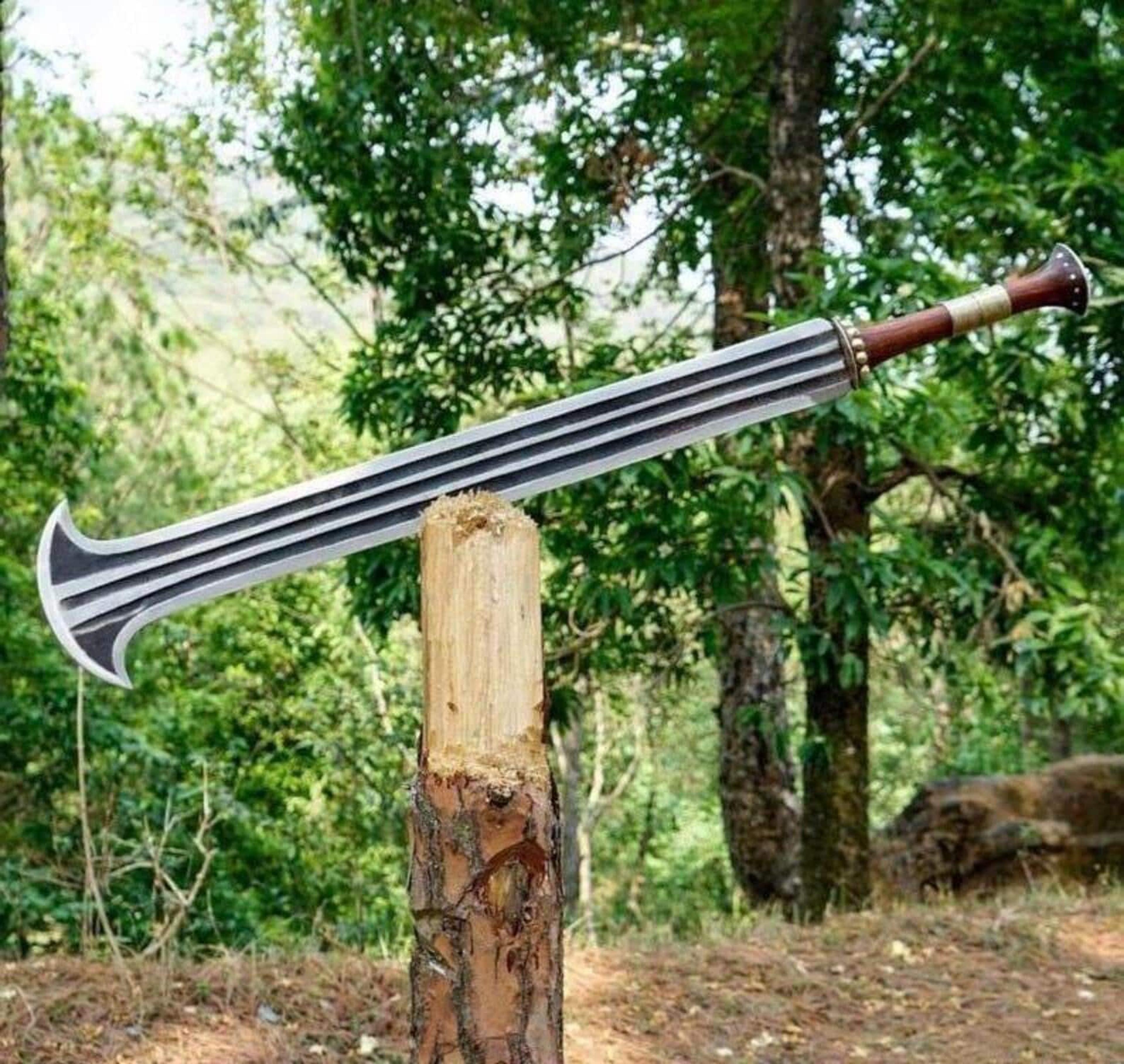 hand forged konda sword high carbon steel with rosewood handle & leather sheath | wedding gift