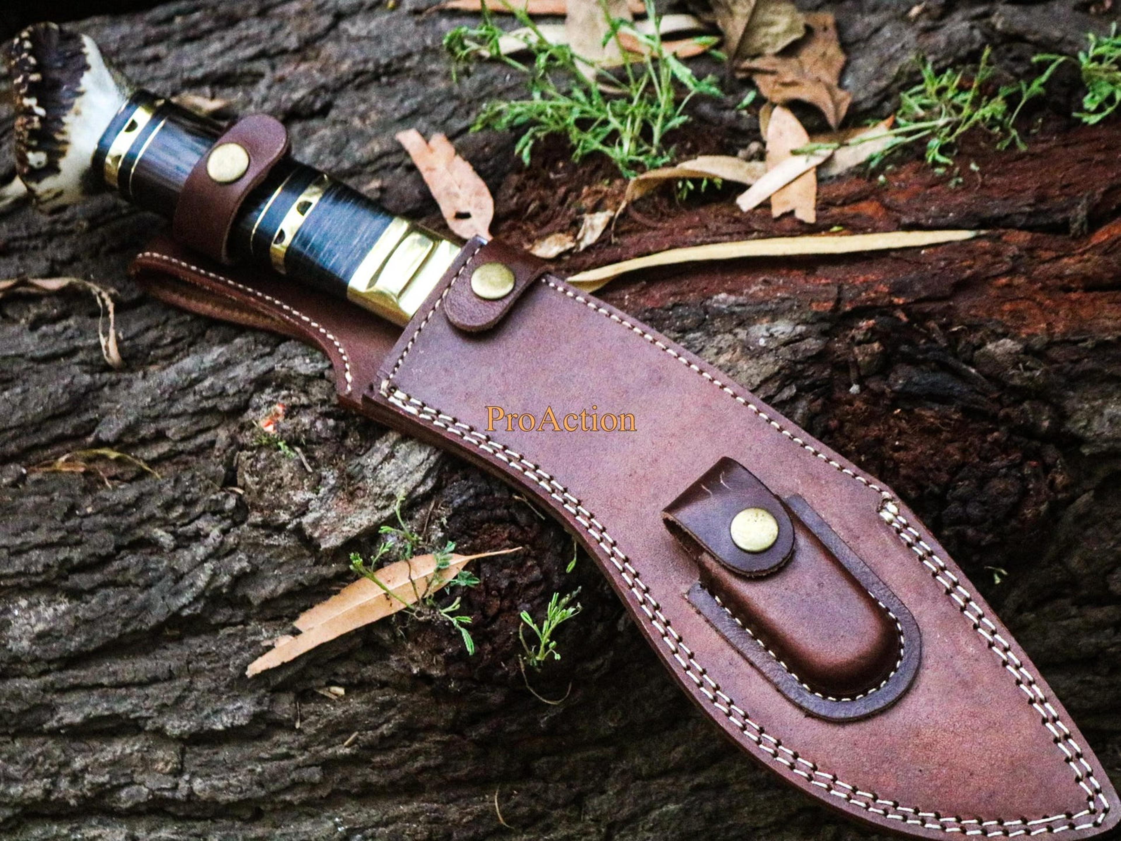 handmade kukri bowie knife damascus hunting knife gift for him perfect fathers day gift for husband boyfriend birthday