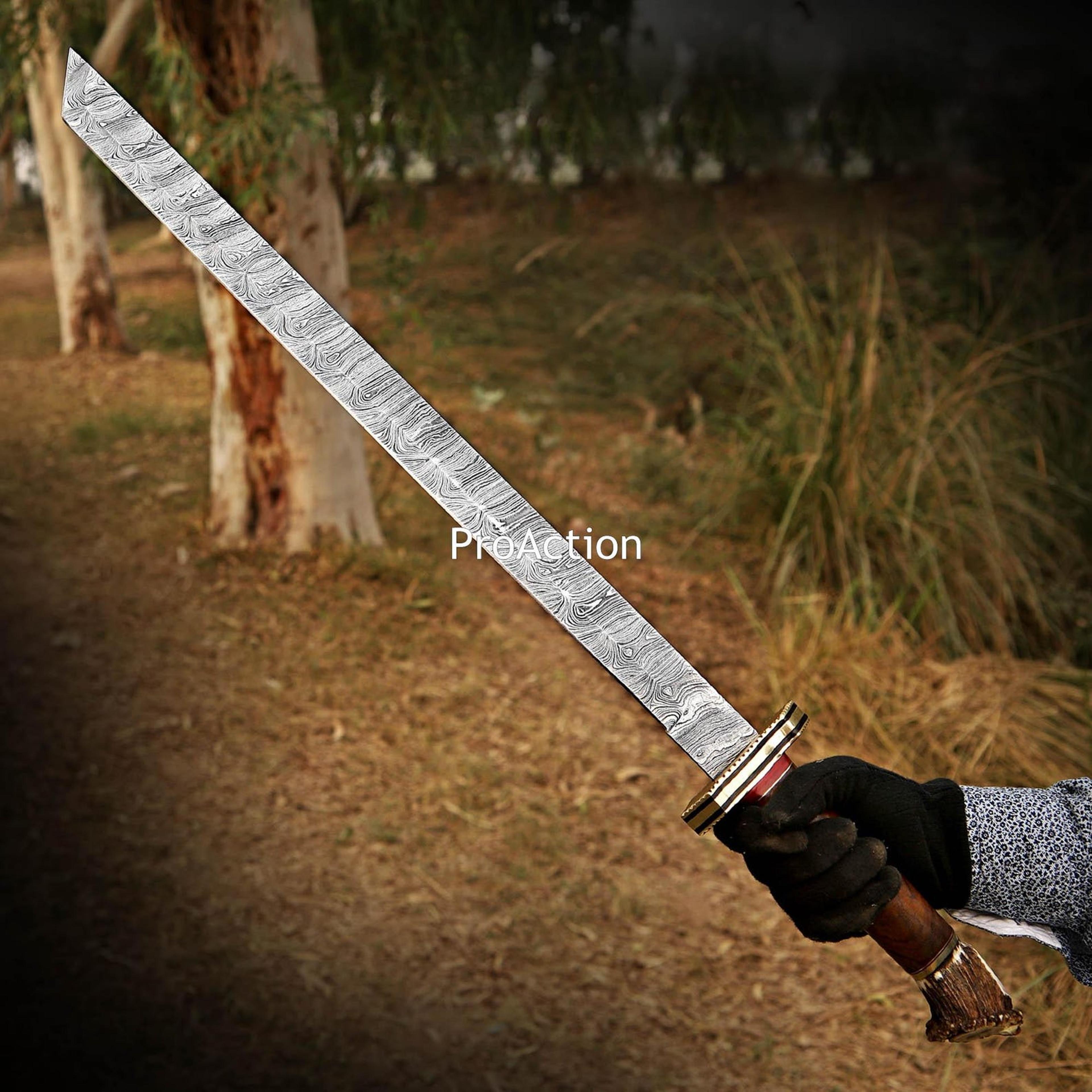 handmade damascus steel tanto viking short sword master sword for father's day gift, birthday gift