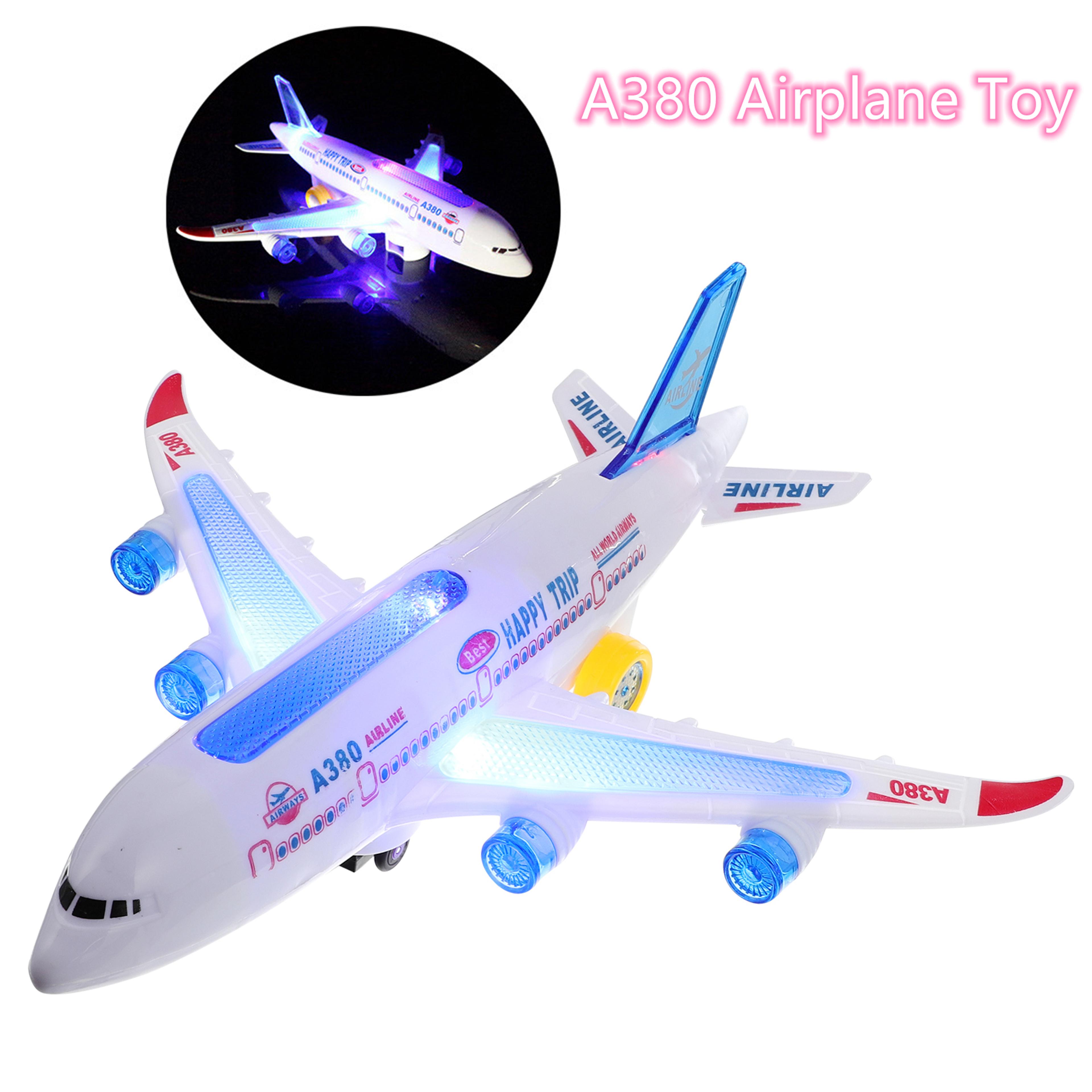 electronic aeroplane toy for kids, autopilot flash sound, music & light effects, educational aircraft gift