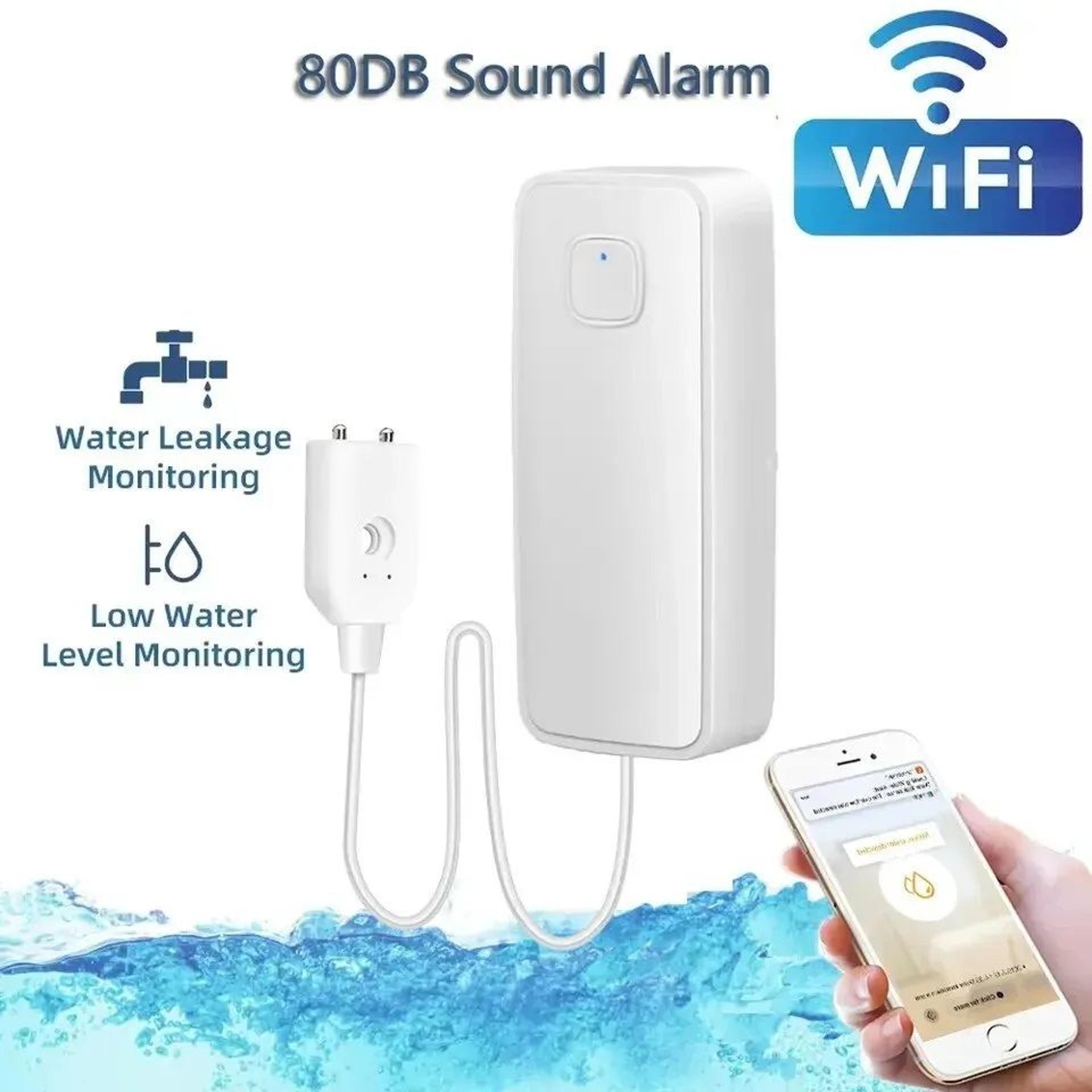 tuya wifi smart water leak sensor, water overflow level detector with sound alarm & remote monitoring via app, home use