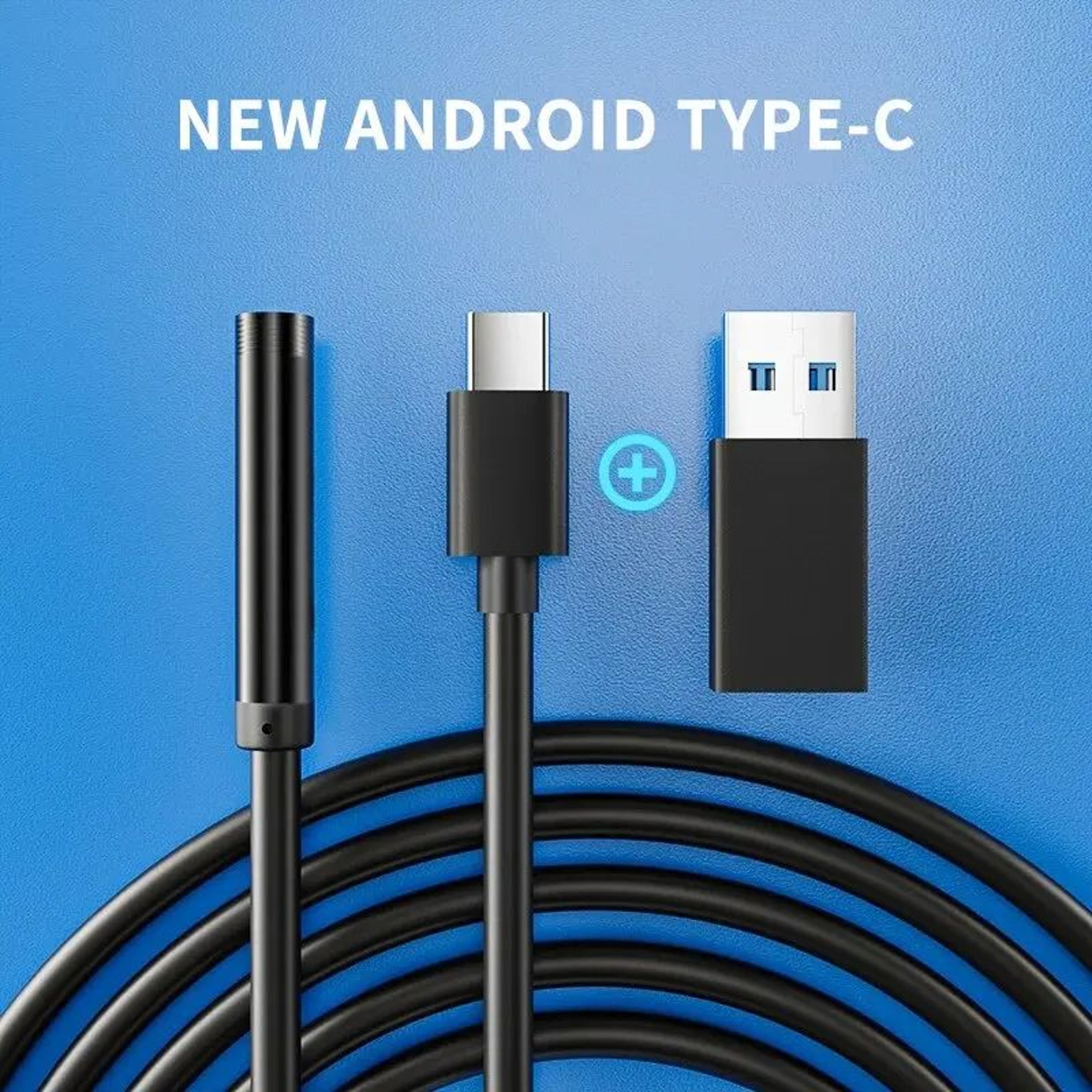 waterproof type-c endoscope camera with adjustable leds, usb borescope for android phone & pc, flexible inspection tool
