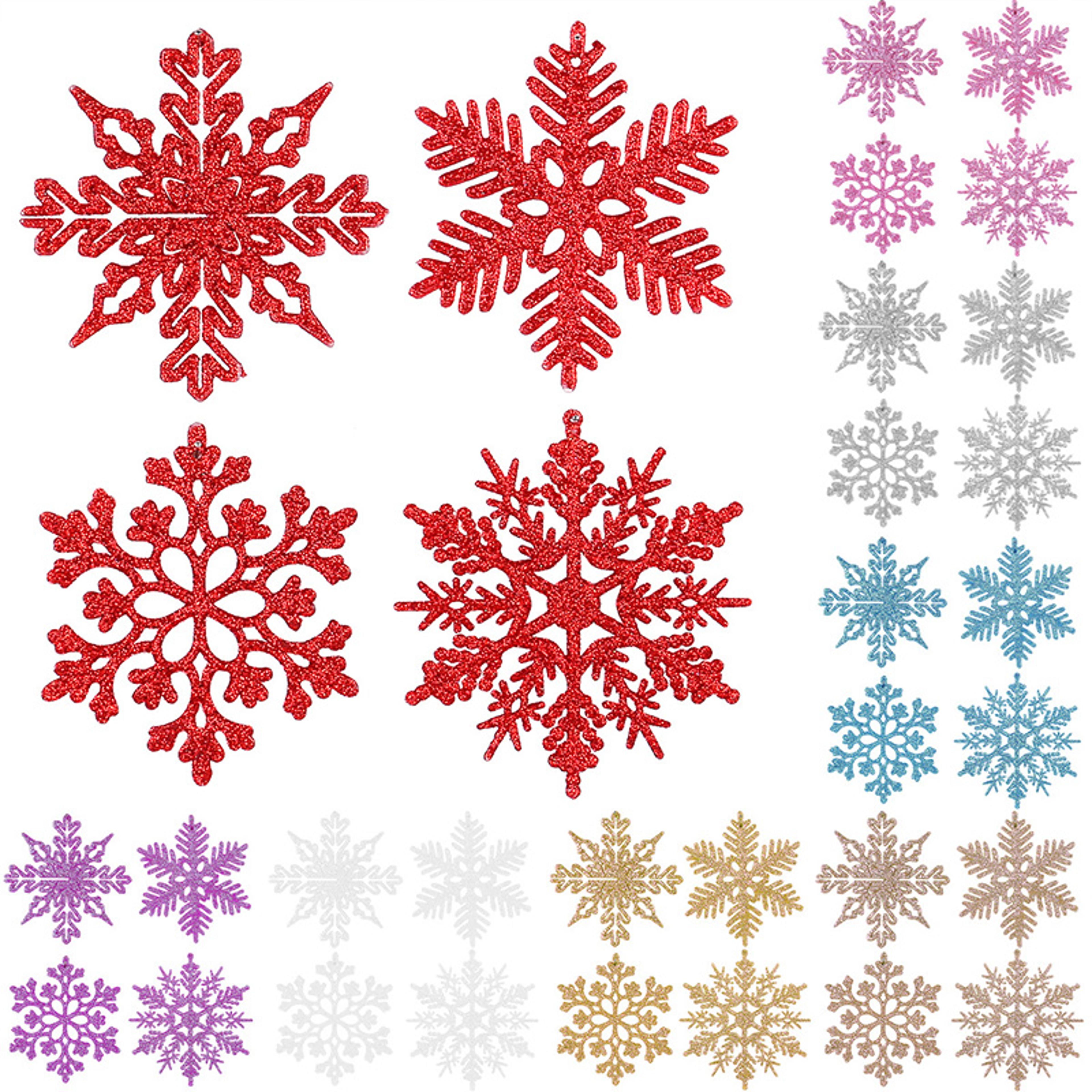 christmas venue decoration, pink glitter plastic snowflake, winter party supplies, ornaments for home, tree pendant