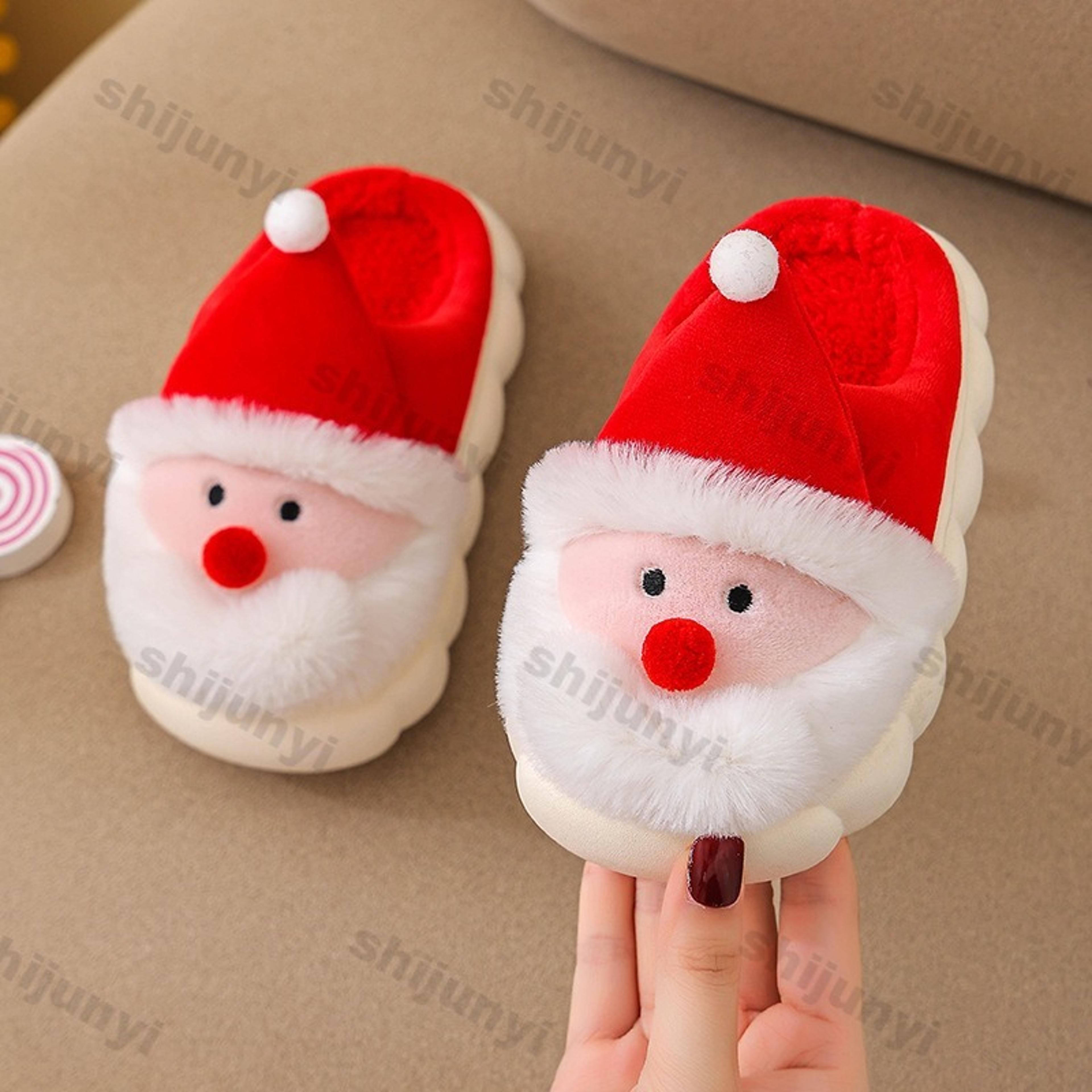 warm comfortable indoor platform, christmas woman slippers winter, cute santa claus floor shoes plush, cartoon house man