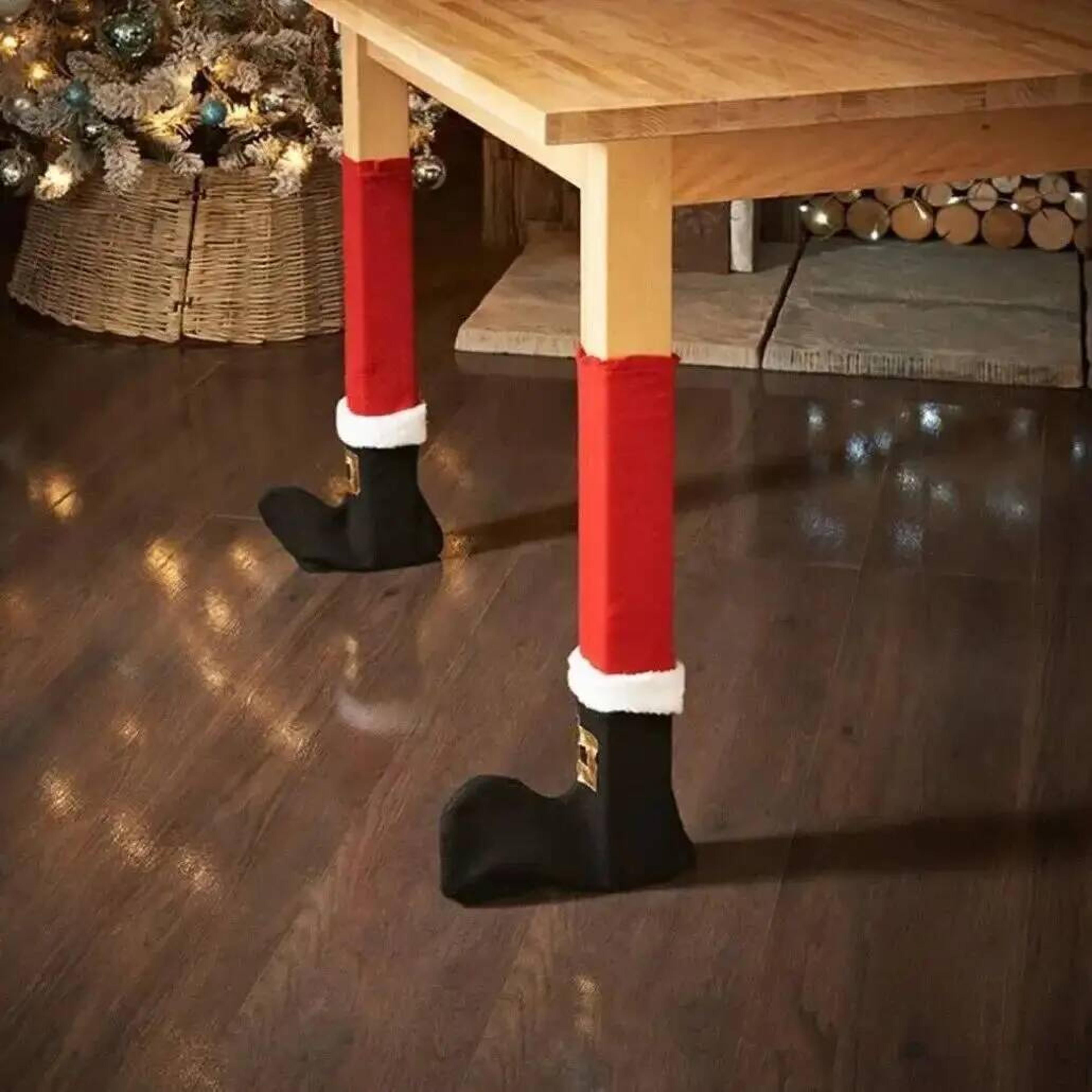 christmas decorations, dining chair cover, table feet protector, christmas table foot socks, home party decoration