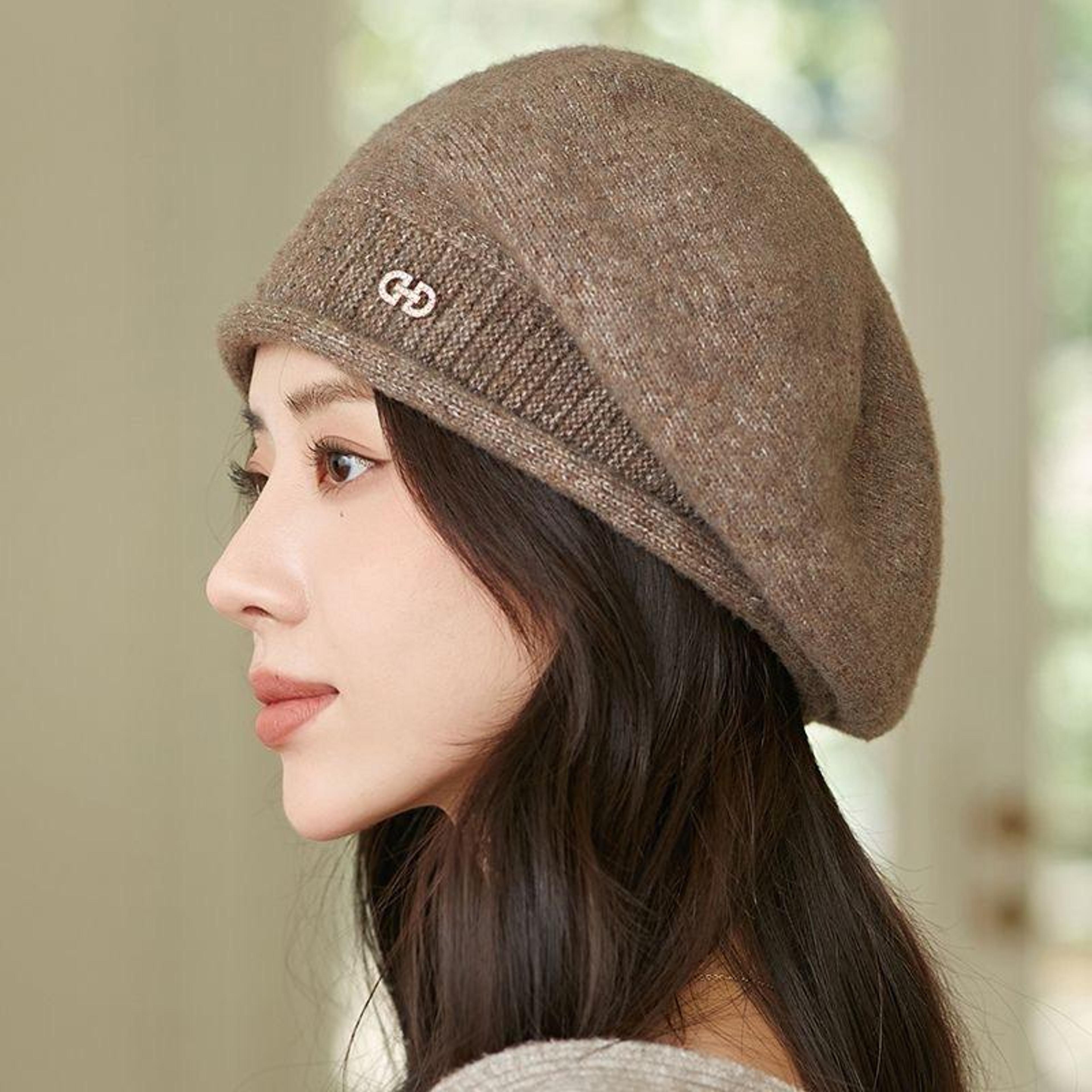 soft warm women's winter knit beret comfortable stretchy fashion hat for cold weather