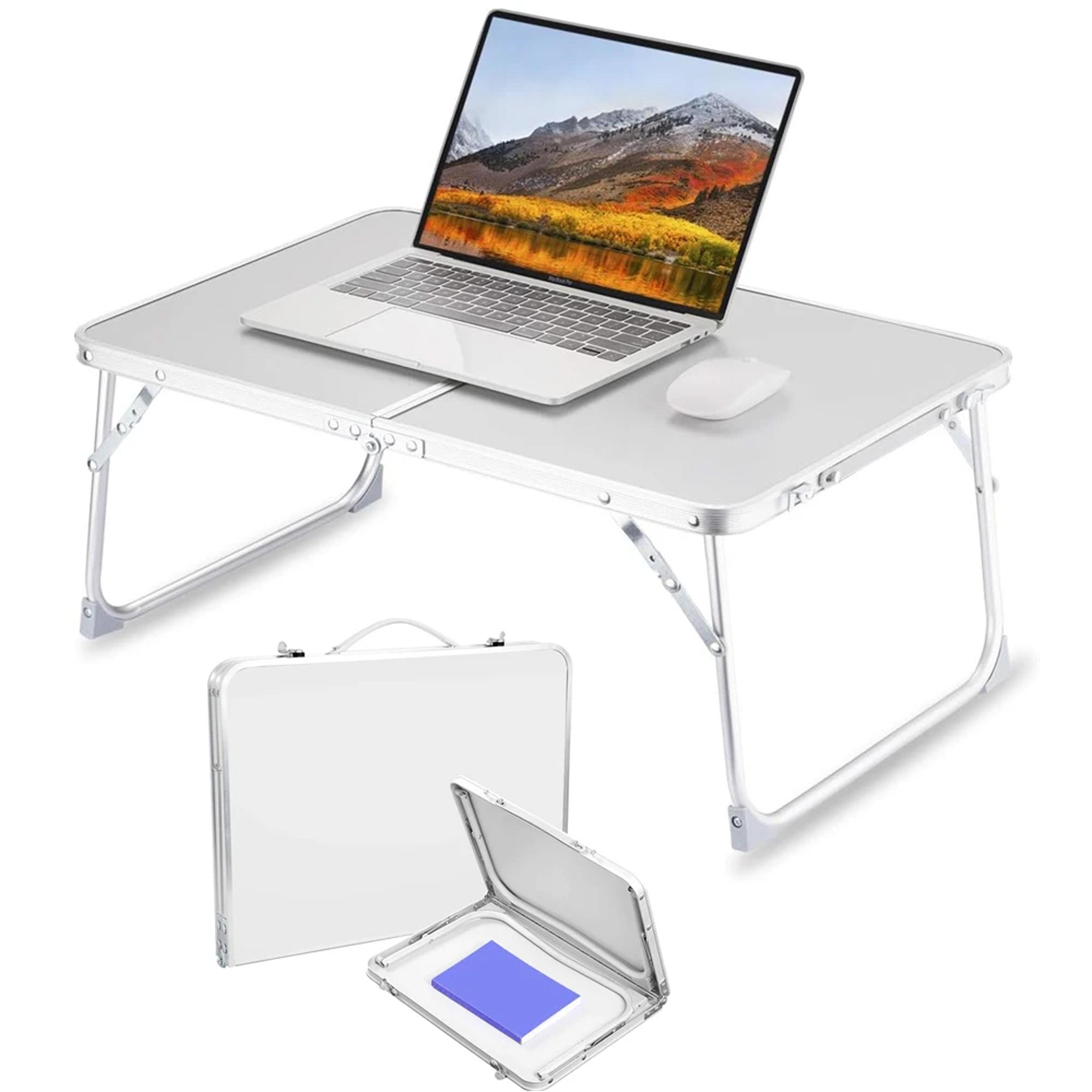 portable laptop desk stand for bed, foldable lap table, lightweight breakfast table