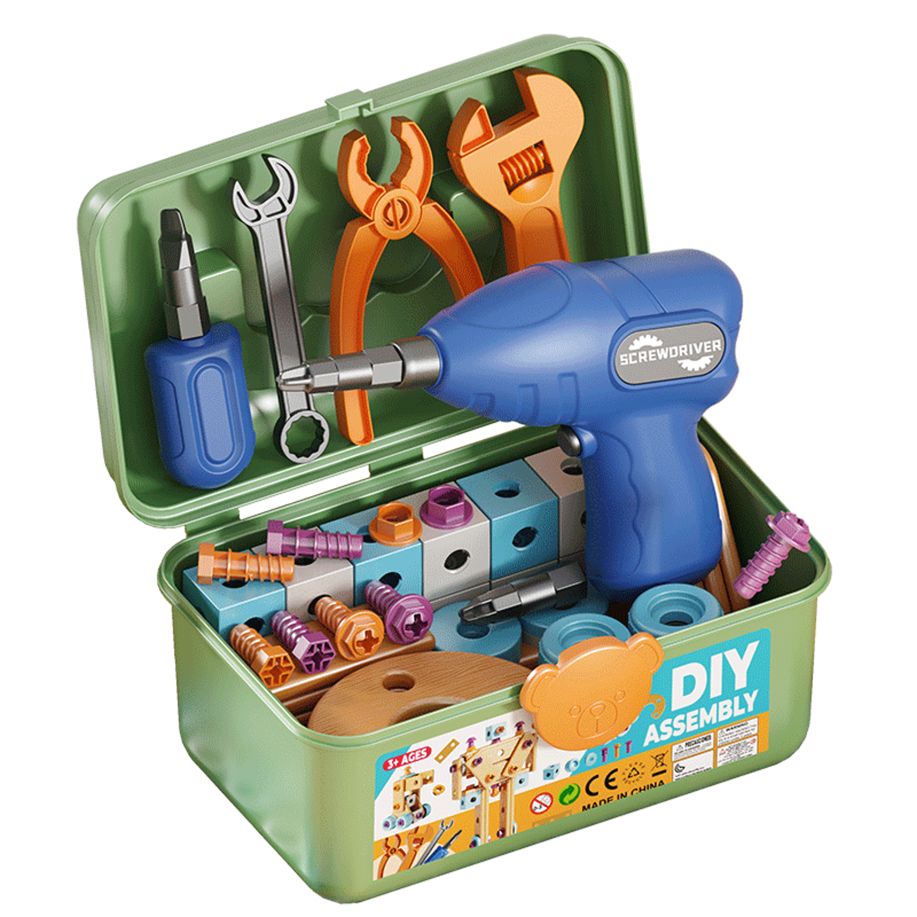 early educational diy nut hand puzzle toy for boys shape insert blocks simulated screwing toolbox assembly