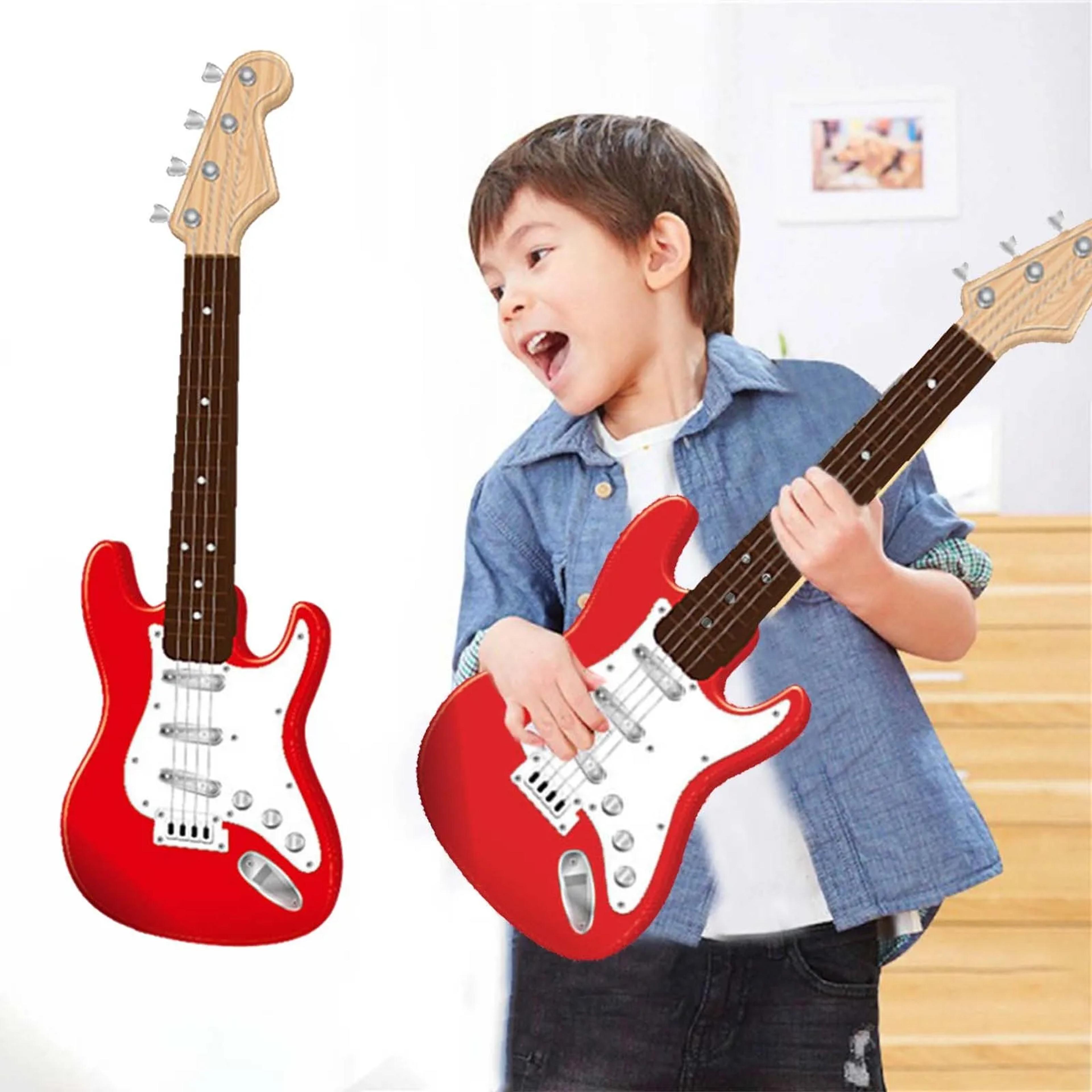 kids electric guitar toy with strings led lights rechargeable musical instrument birthday party gift for child