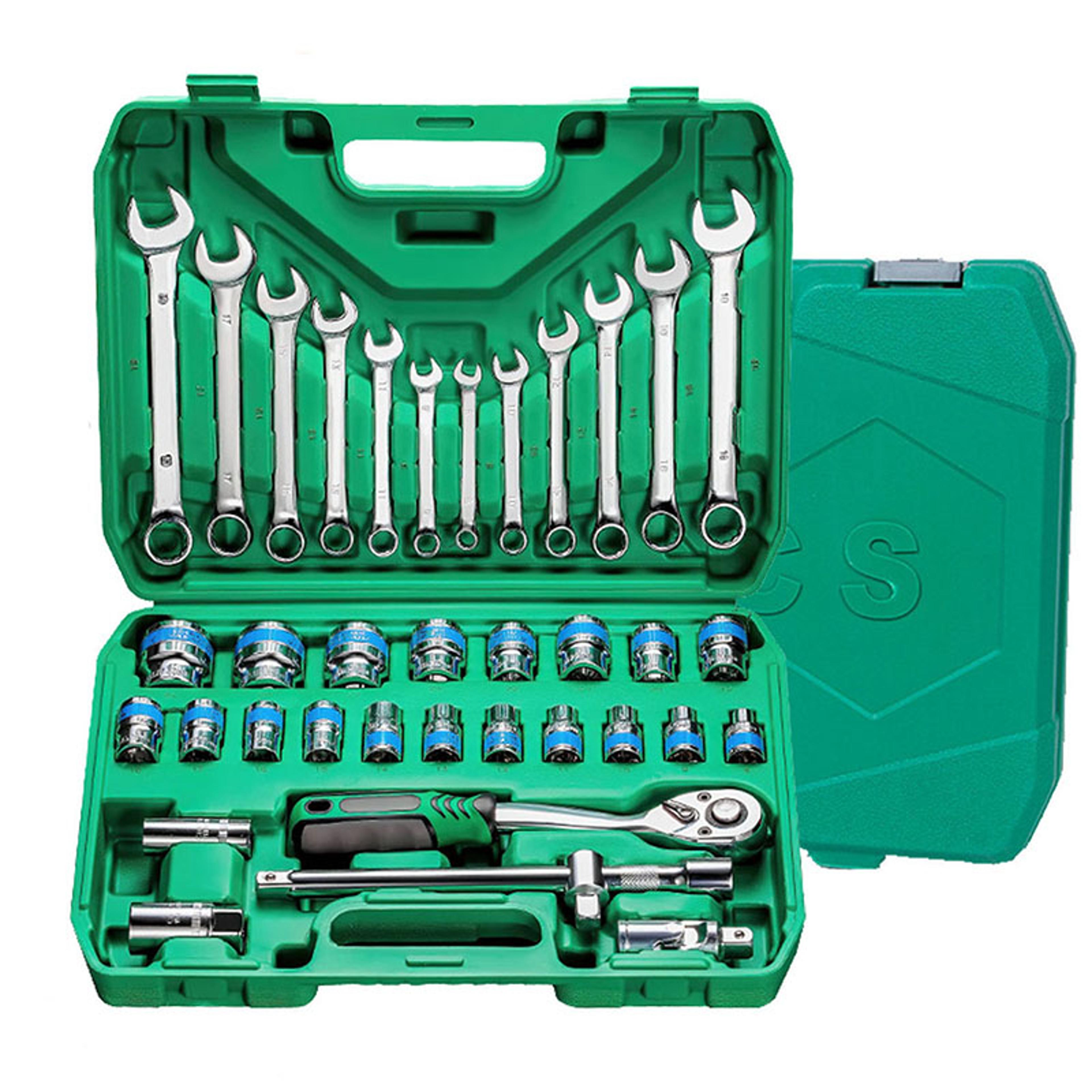 mechanical tool set with socket wrench ratchet and drill bit socket for automotive and home use