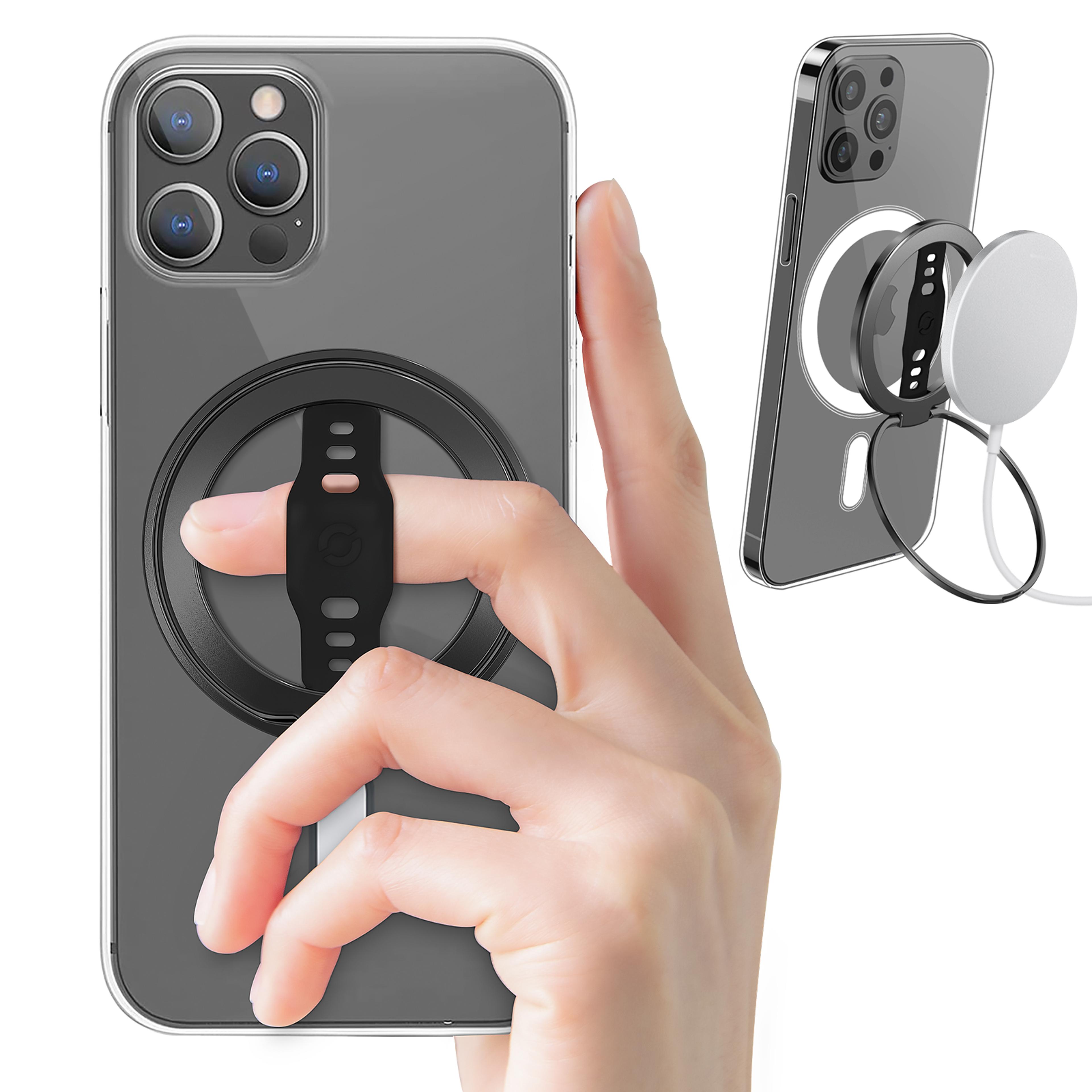 magsafe phone grip stand with magnetic ring holder and soft silicone strap
