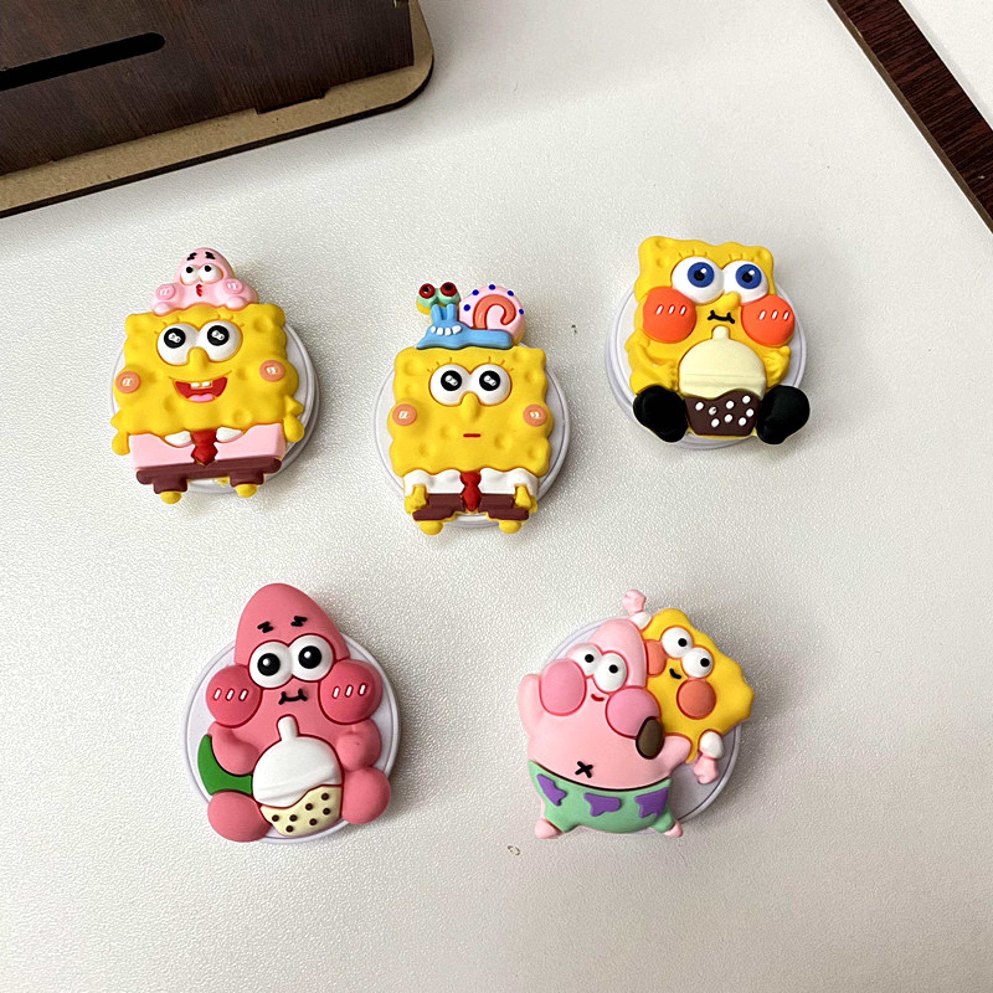 spongebob phone holder cute folding grip stand for universal phones