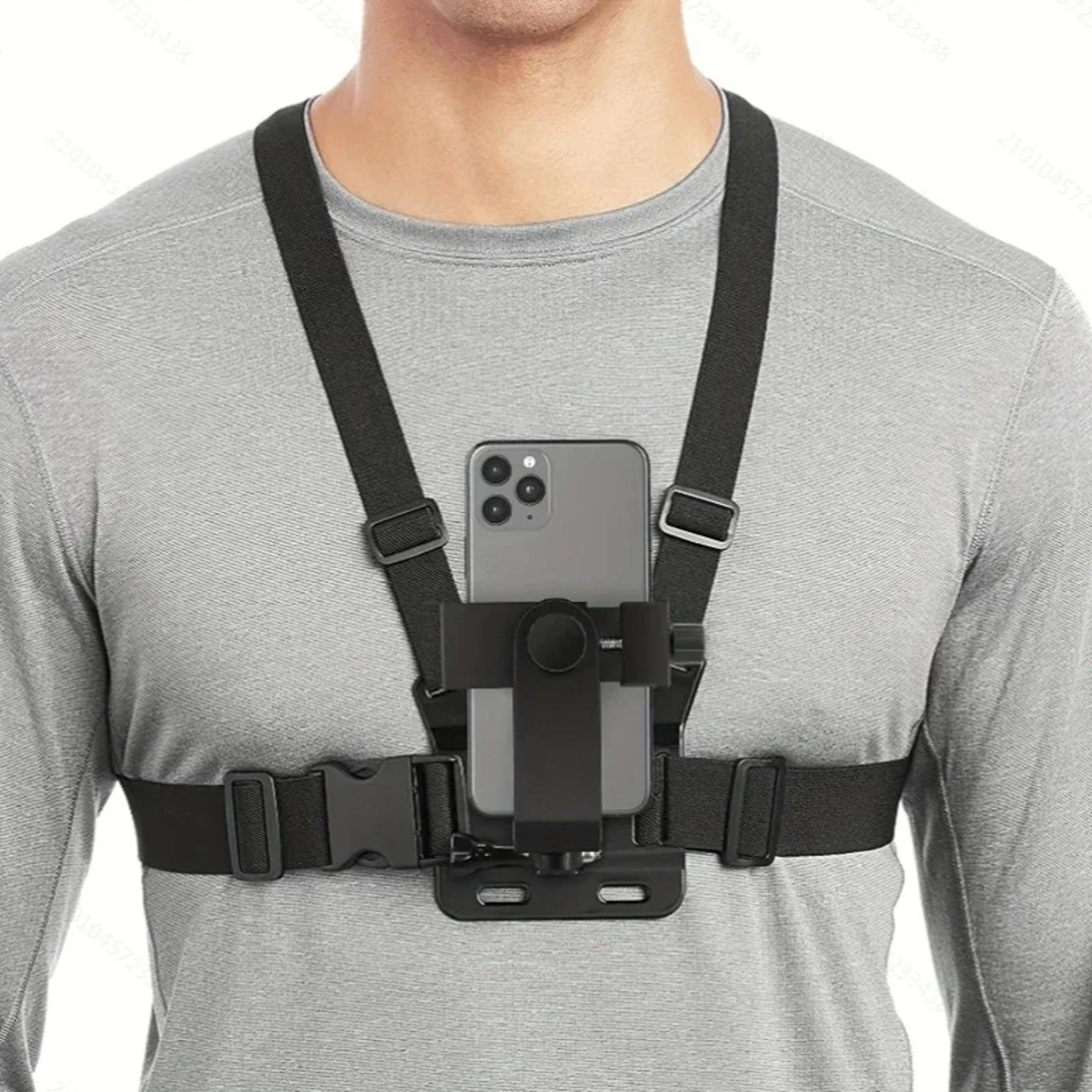 adjustable phone clip holder with chest strap fixation bracket for sport camera mobile phone