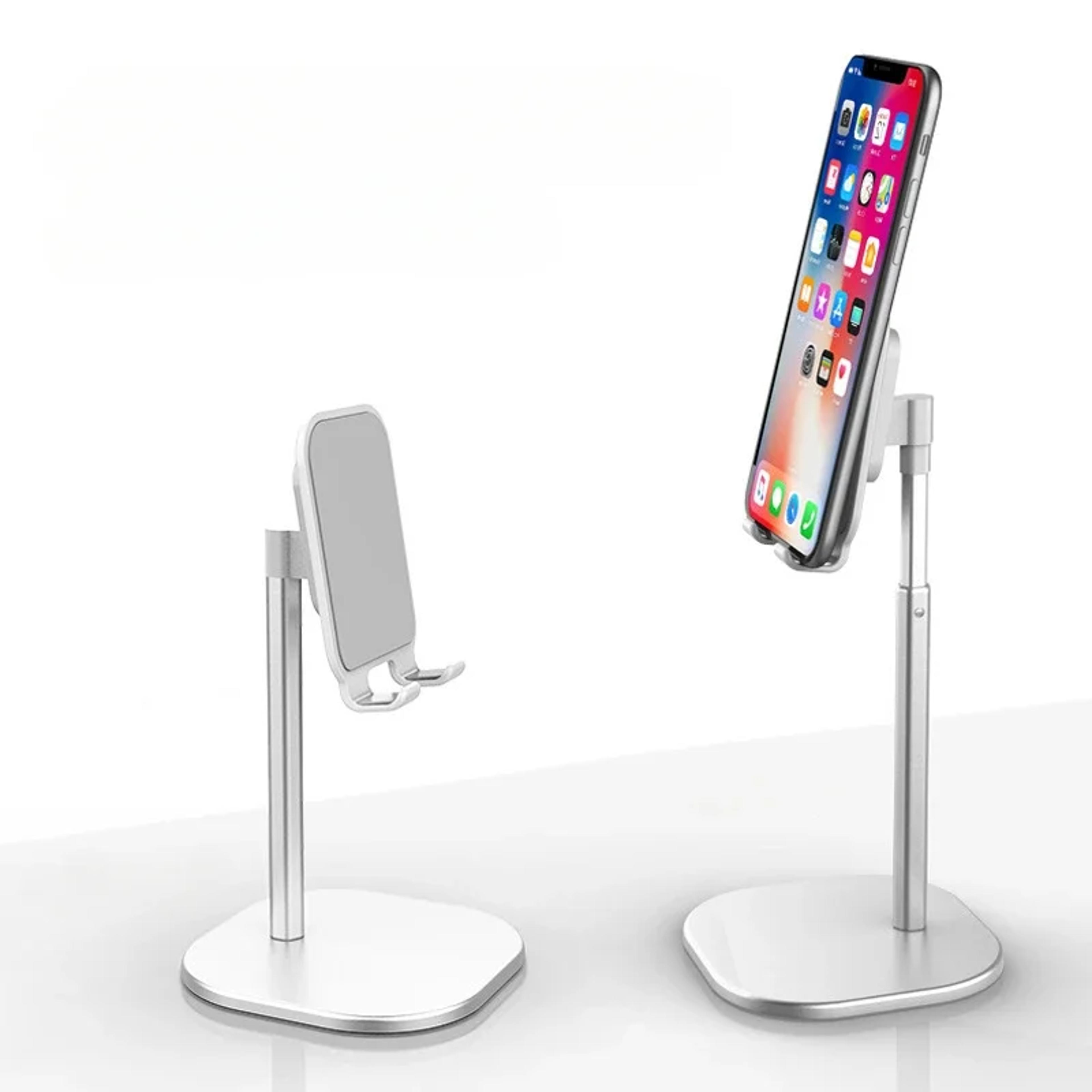 adjustable phone and tablet stand for desk, metal ipad holder with height and angle control