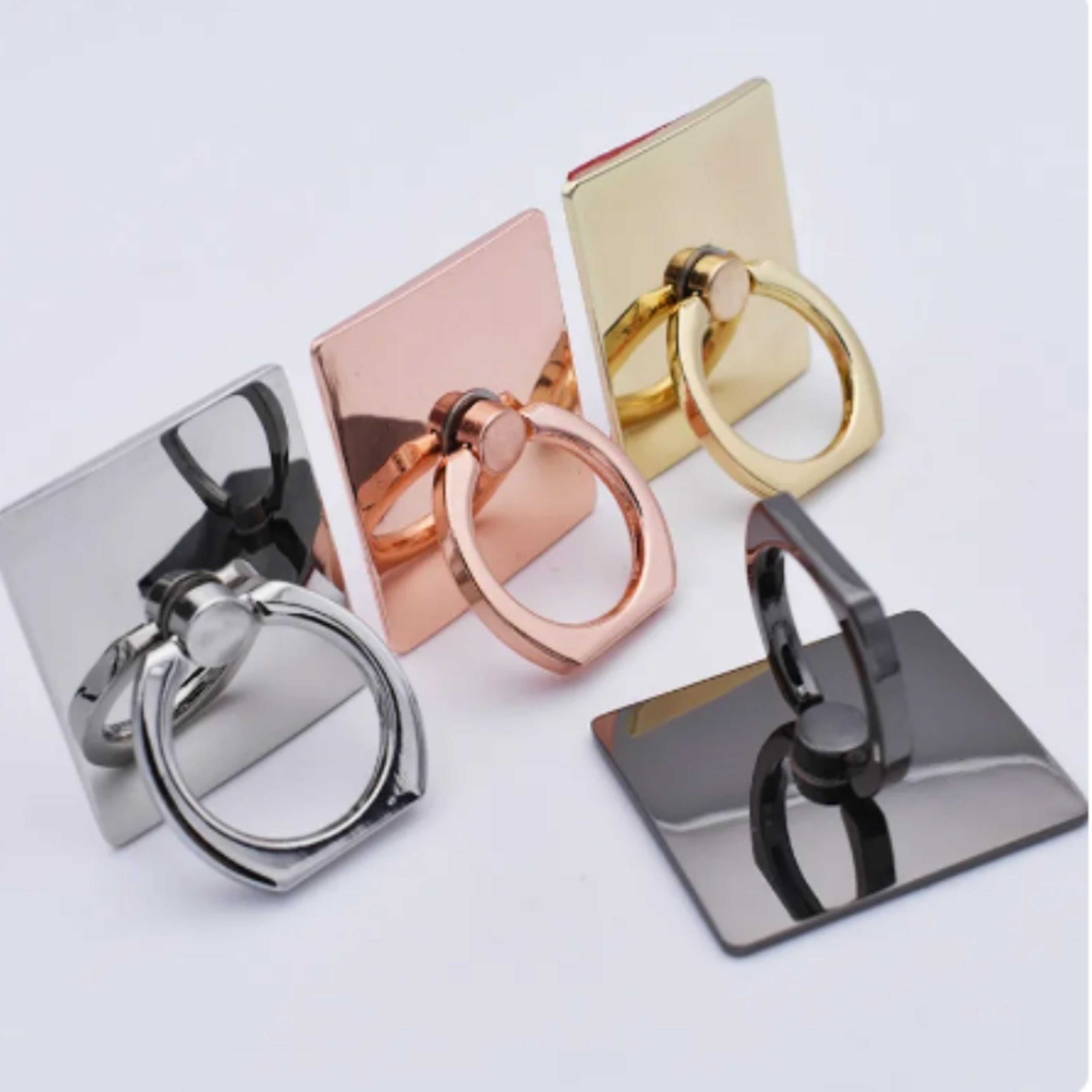 luxury square metal phone ring stand for secure grip and hands free viewing