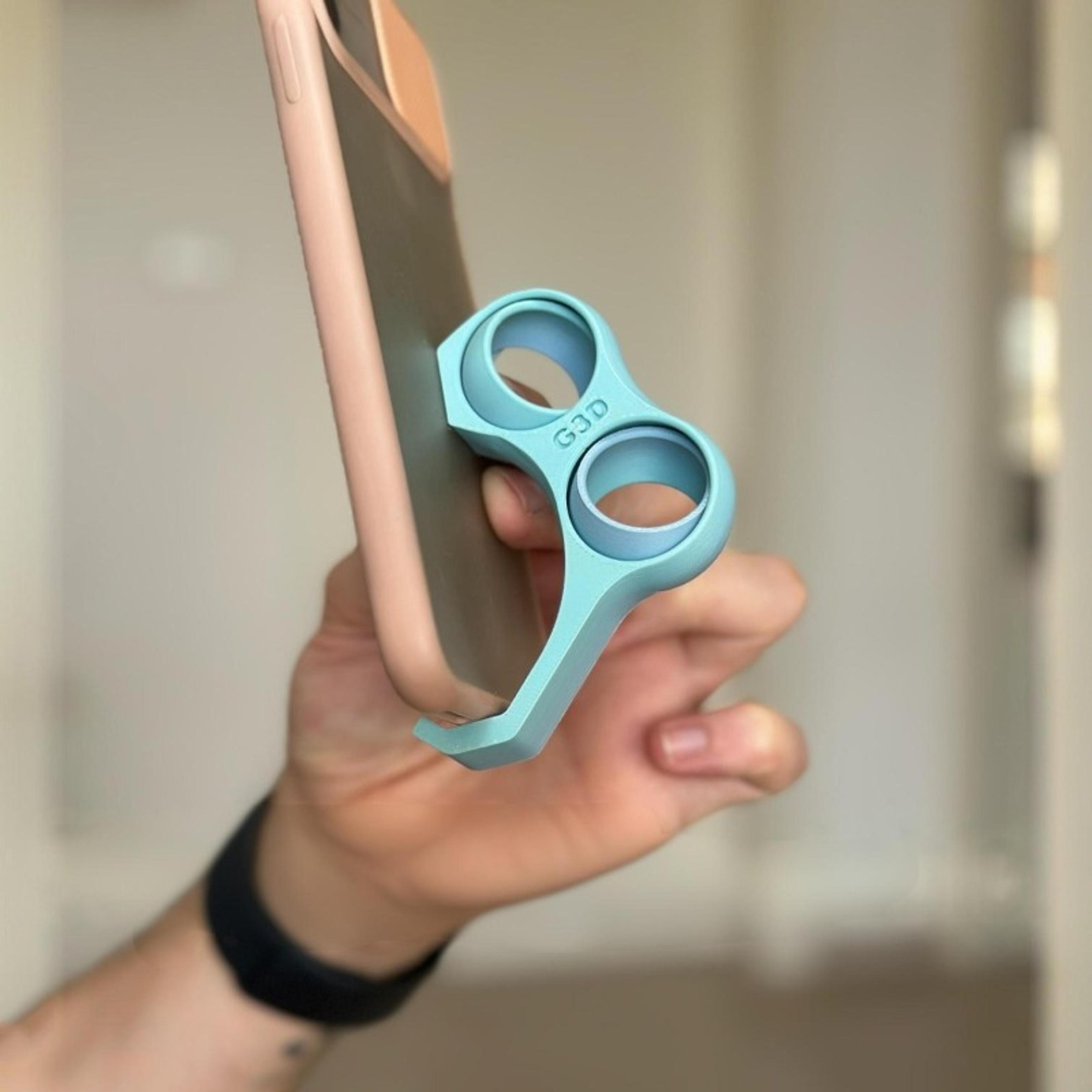 ergonomic phone grip holder with finger stand for secure one hand use
