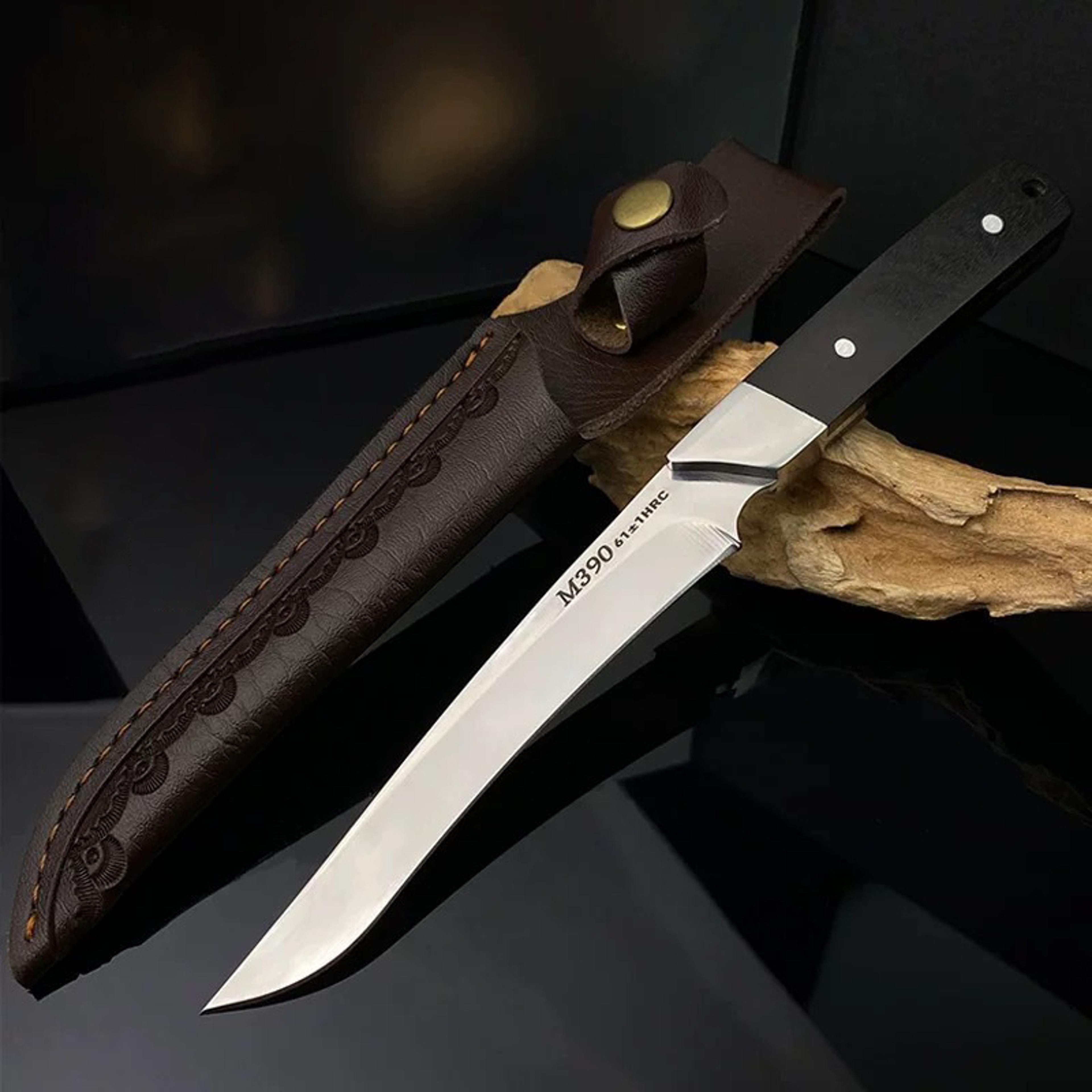stainless steel boning knife with protective sleeve for meat, fruit and everyday prep