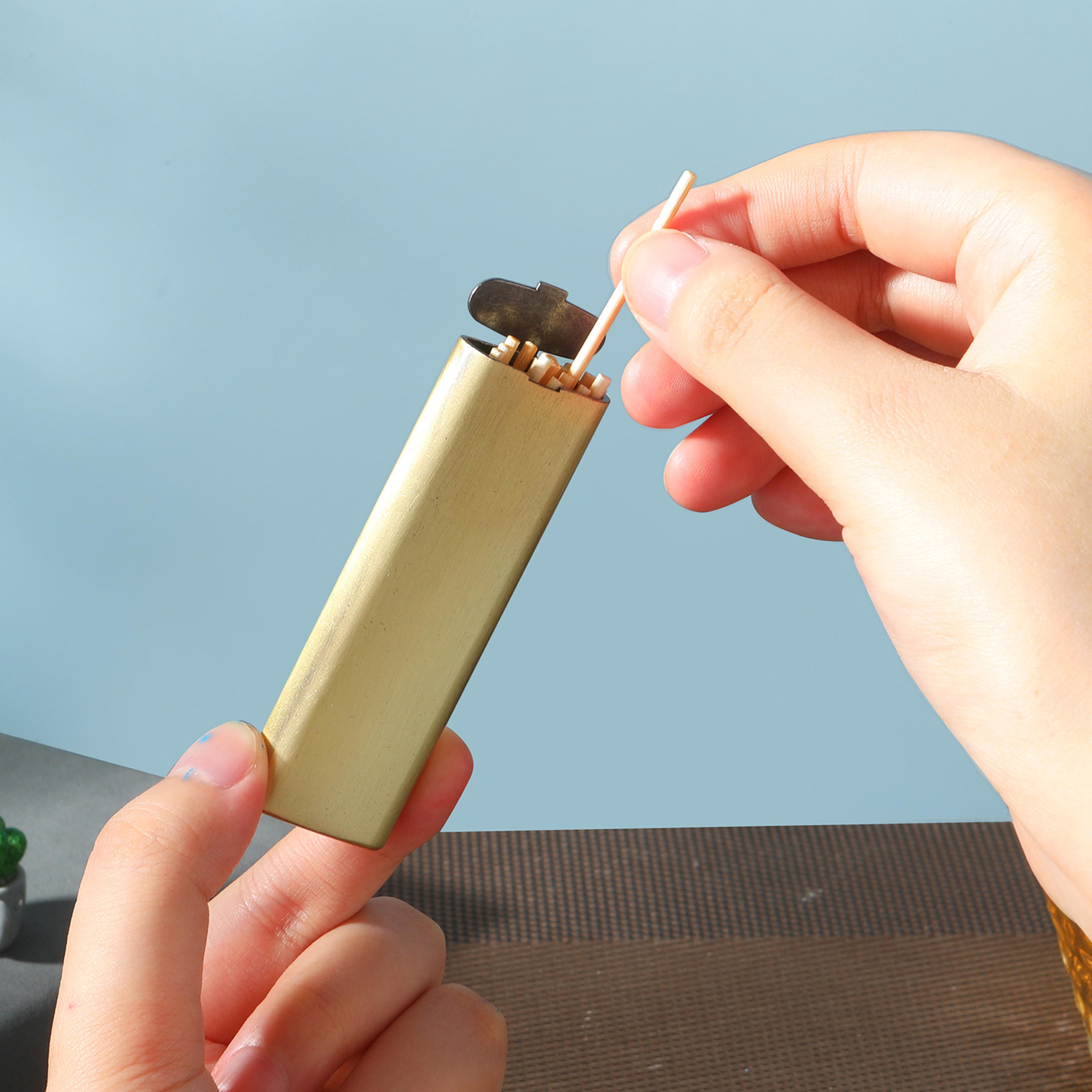 portable metal toothpick holder keychain travel toothpick case