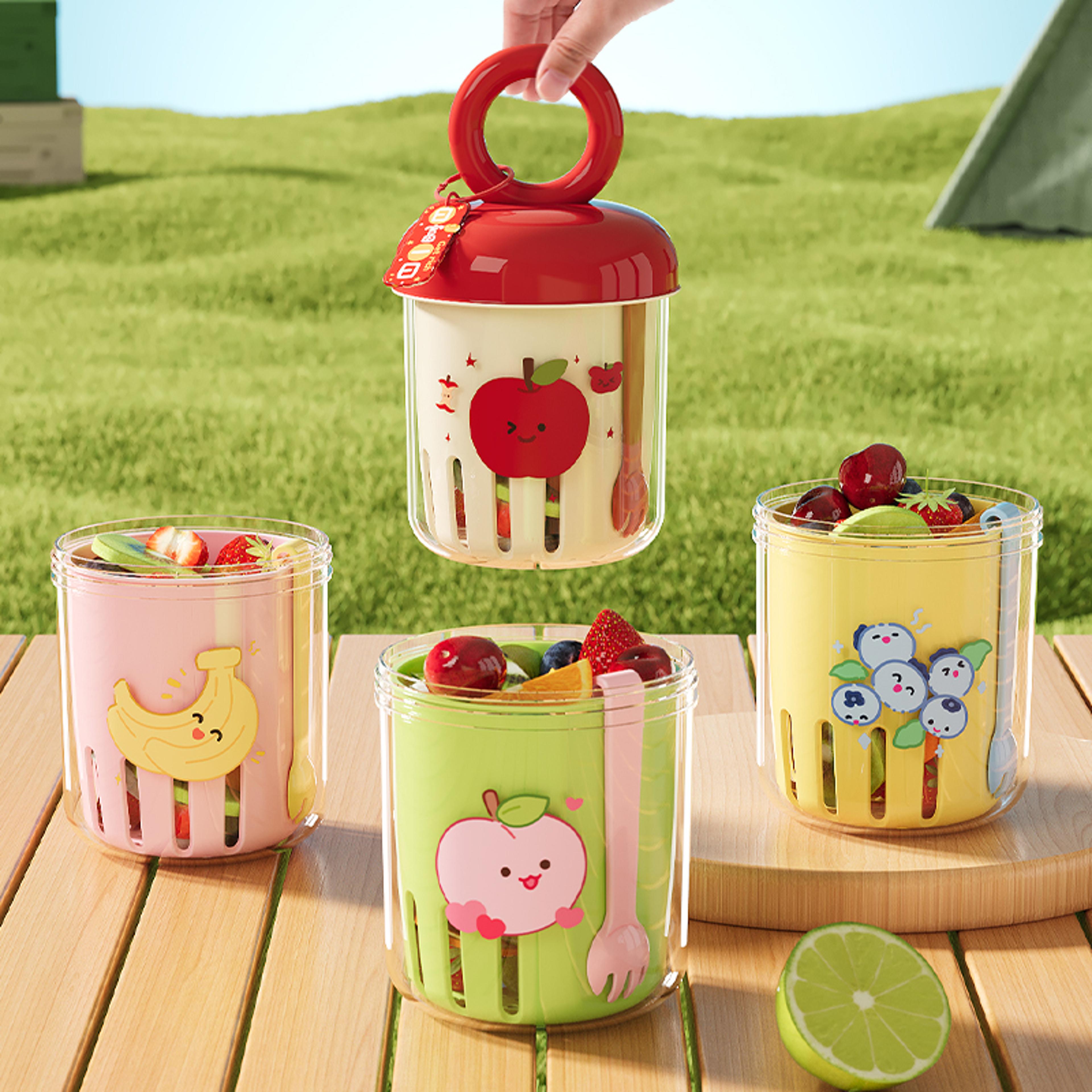 portable fruit cup leak proof yogurt cup with fork
