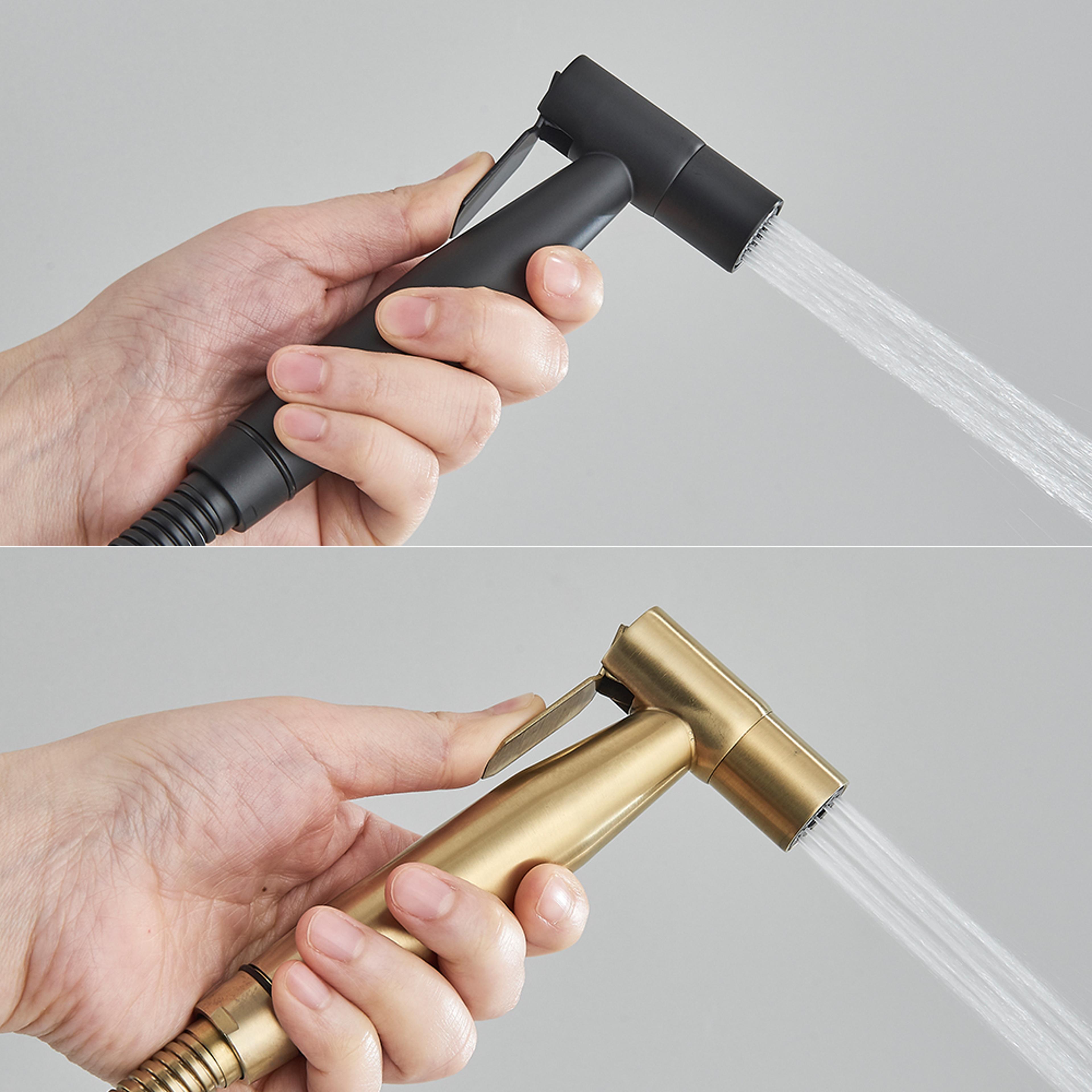 brushed gold handheld bidet sprayer stainless steel wall mount toilet cleaner