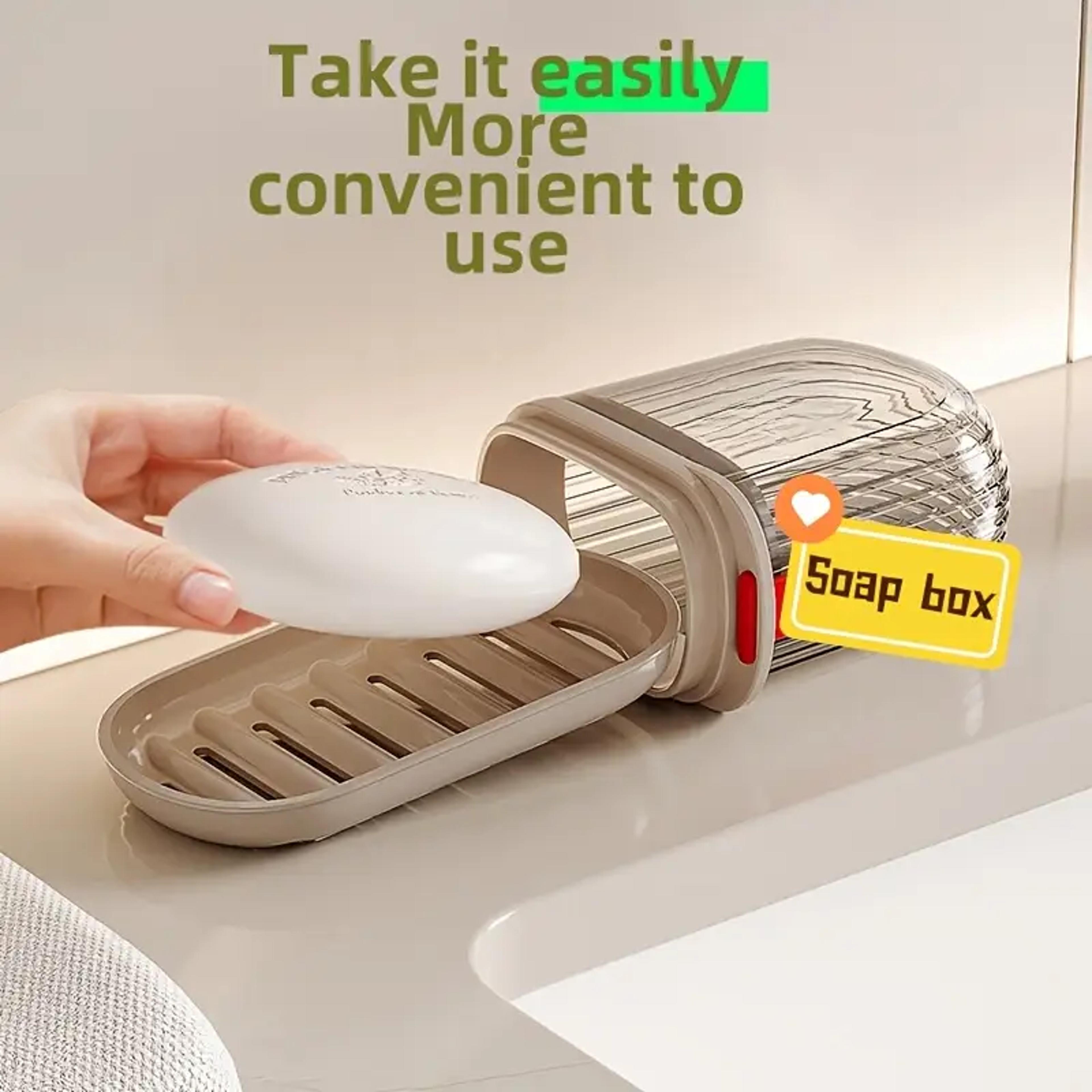 leakproof travel soap case with drain tray portable soap box for trips, gym and camping