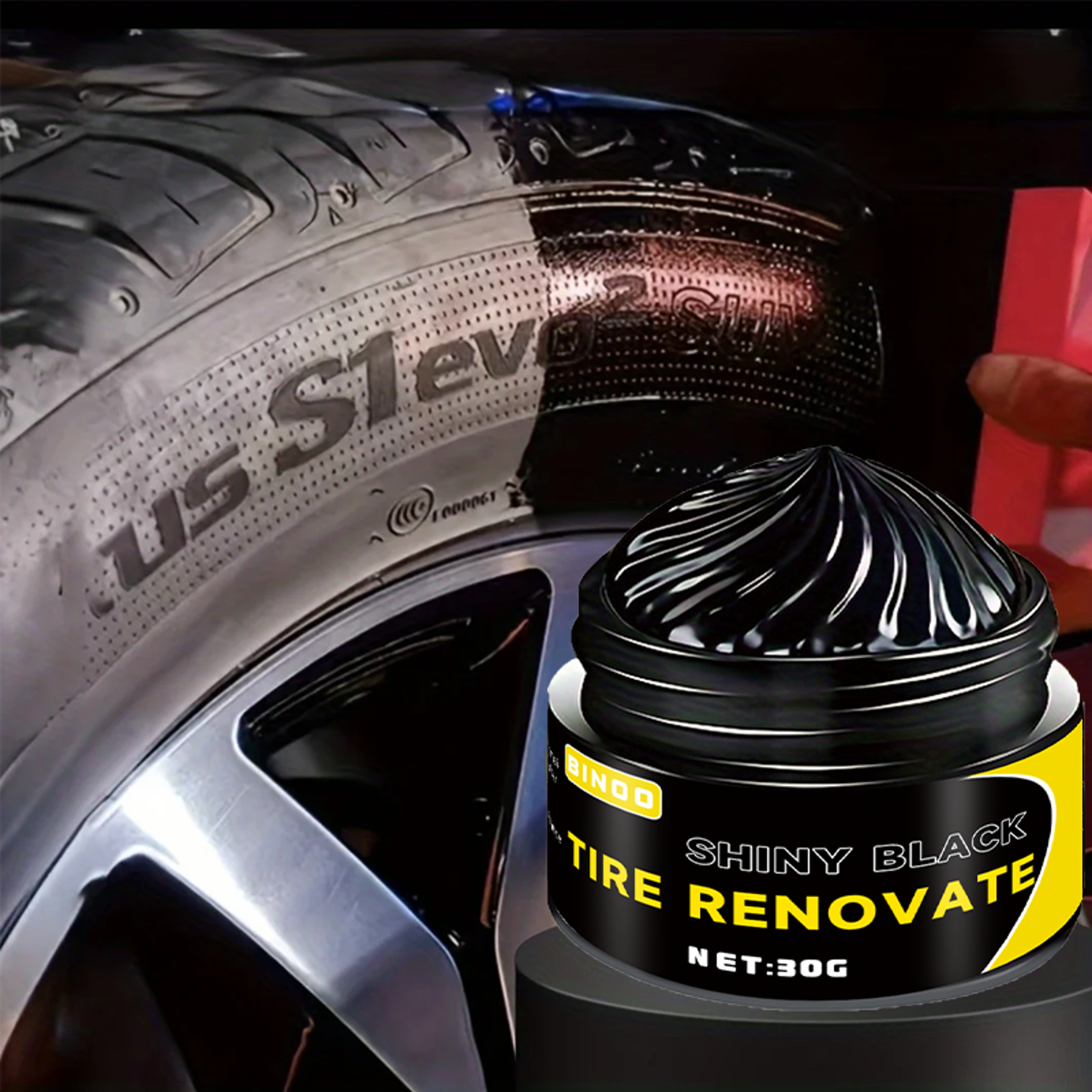 deep black tire wax restorer for long lasting shine and crack protection
