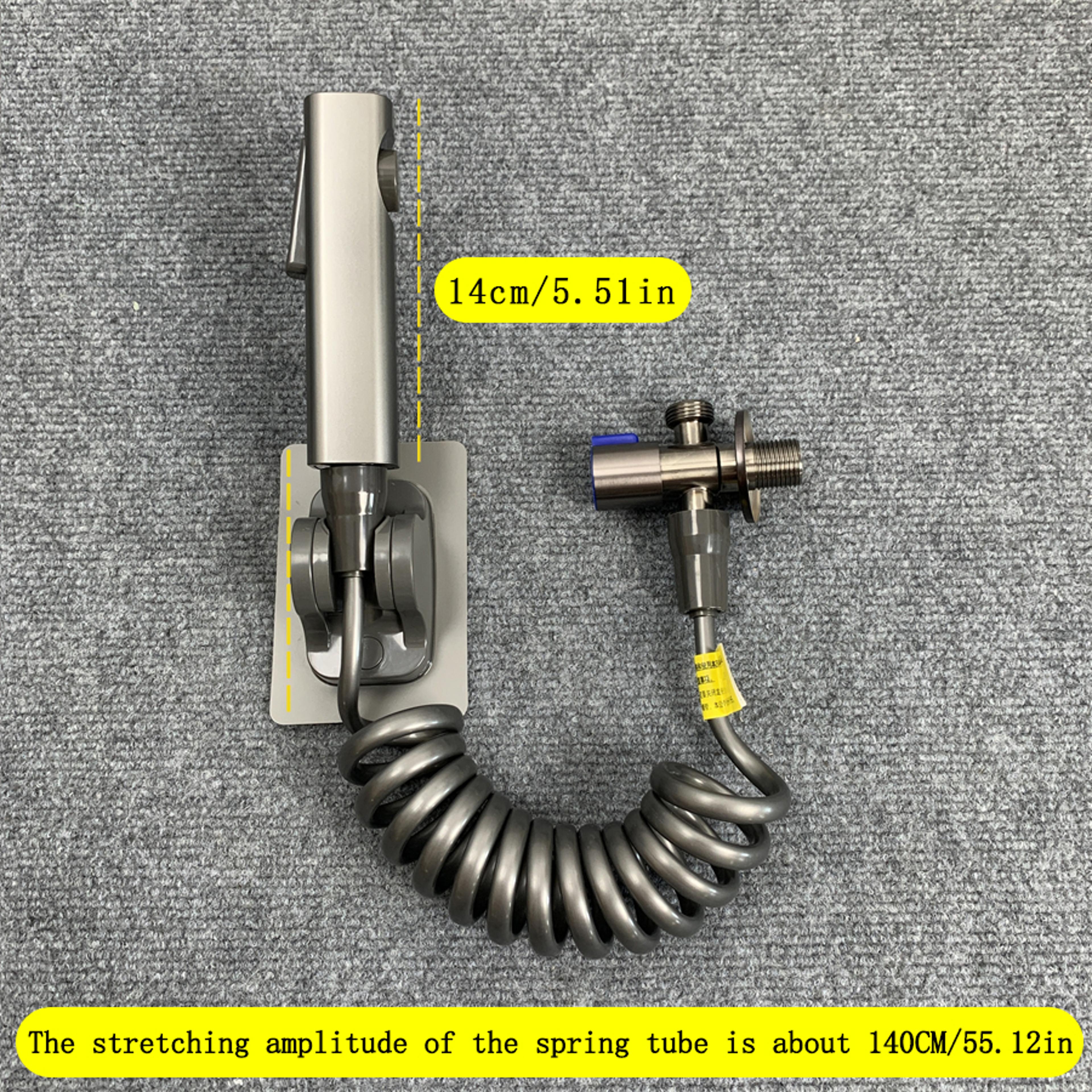 gray handheld bidet sprayer set with adjustable pressure and no drill valve