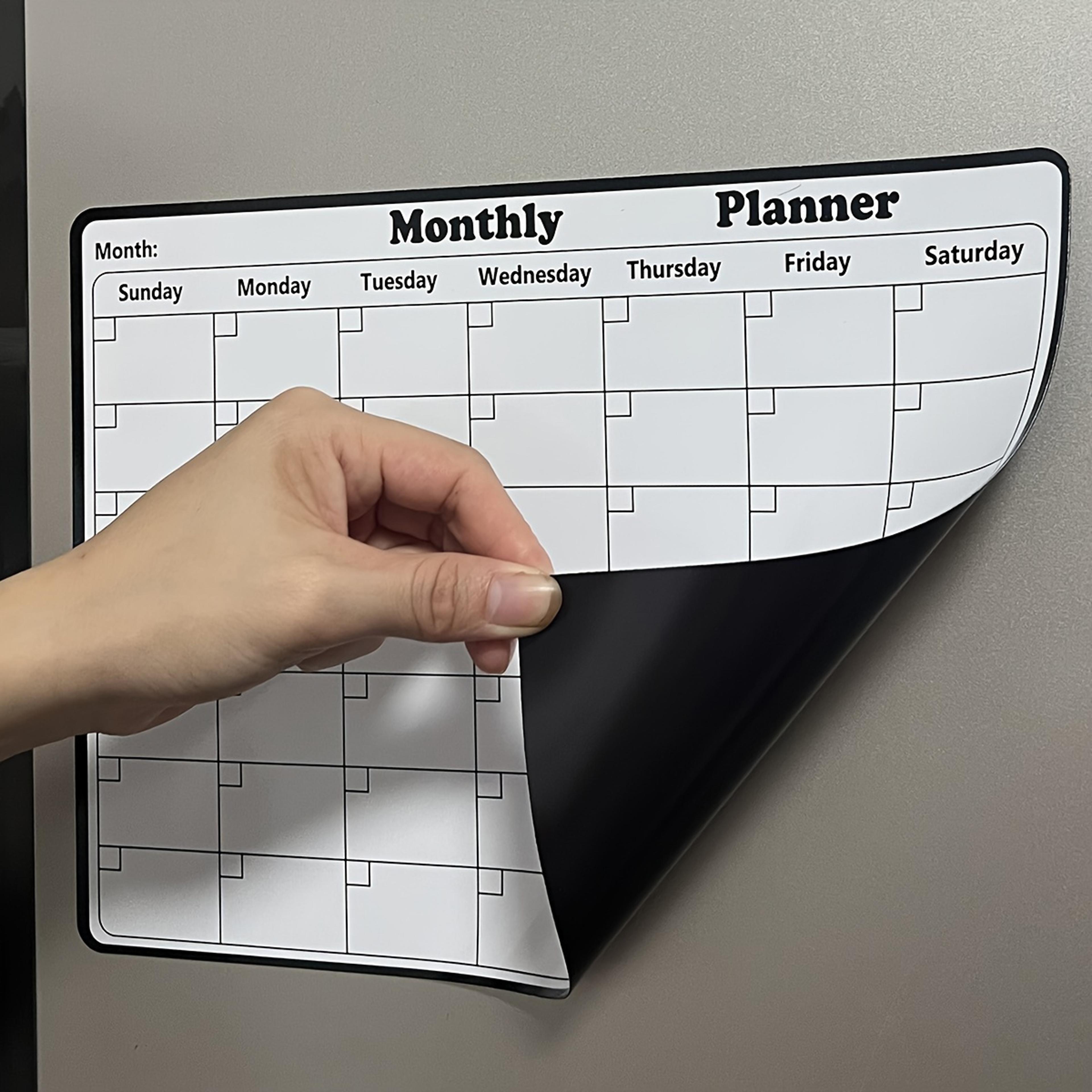 magnetic dry erase fridge calendar monthly planner for kitchen organization